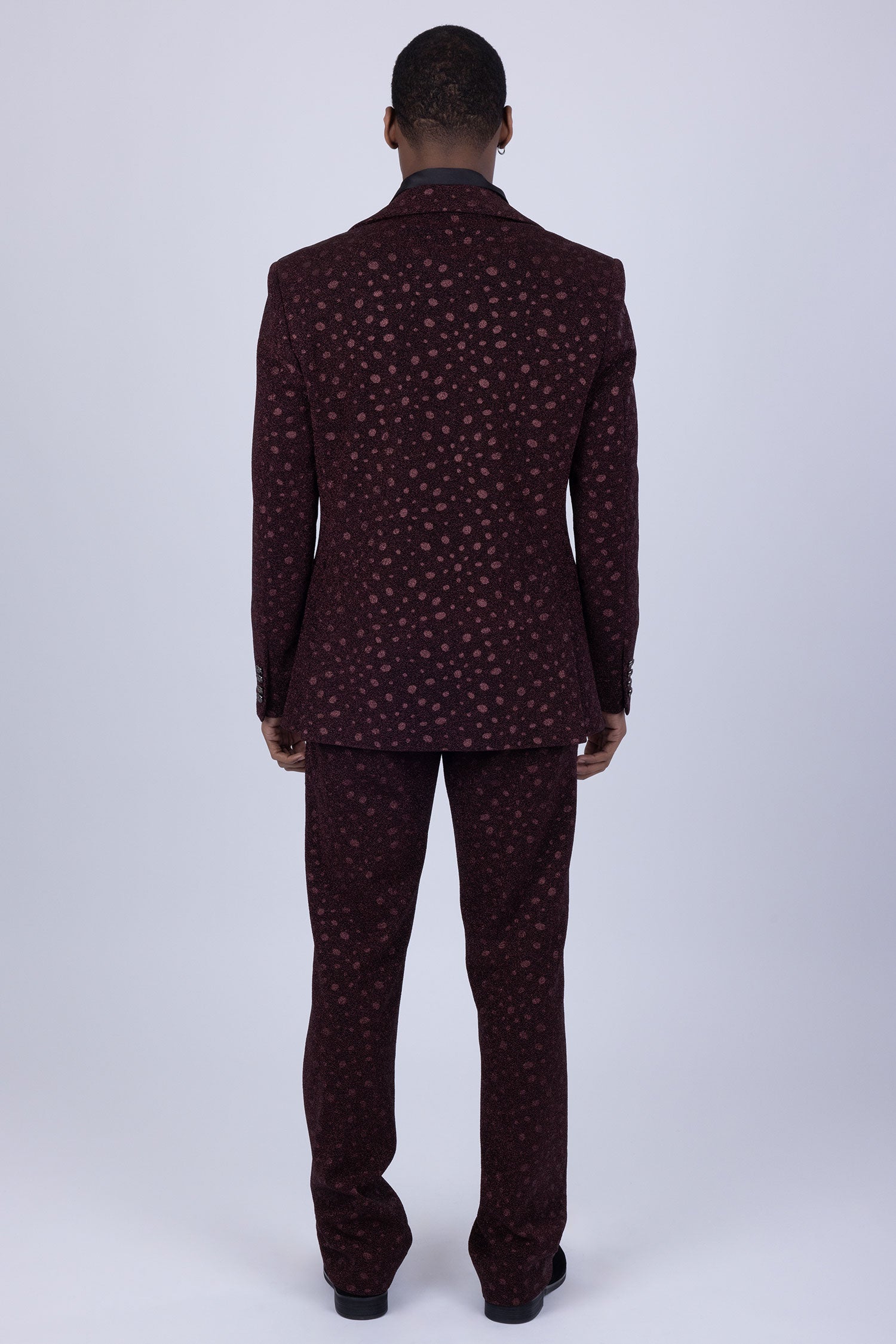 Barabas Men's Geometric Polka Dots Pattern Notch Lapel Suit 5SU34 Brown