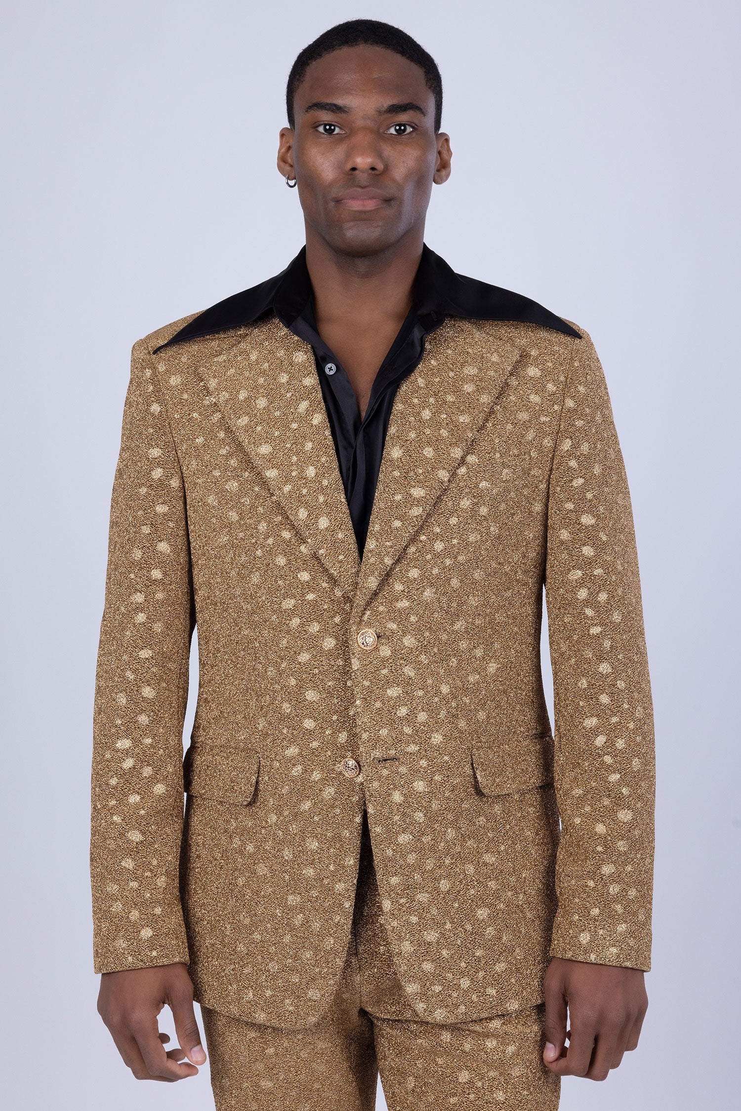 Barabas Men's Geometric Polka Dots Pattern Notch Lapel Suit 5SU34 Gold