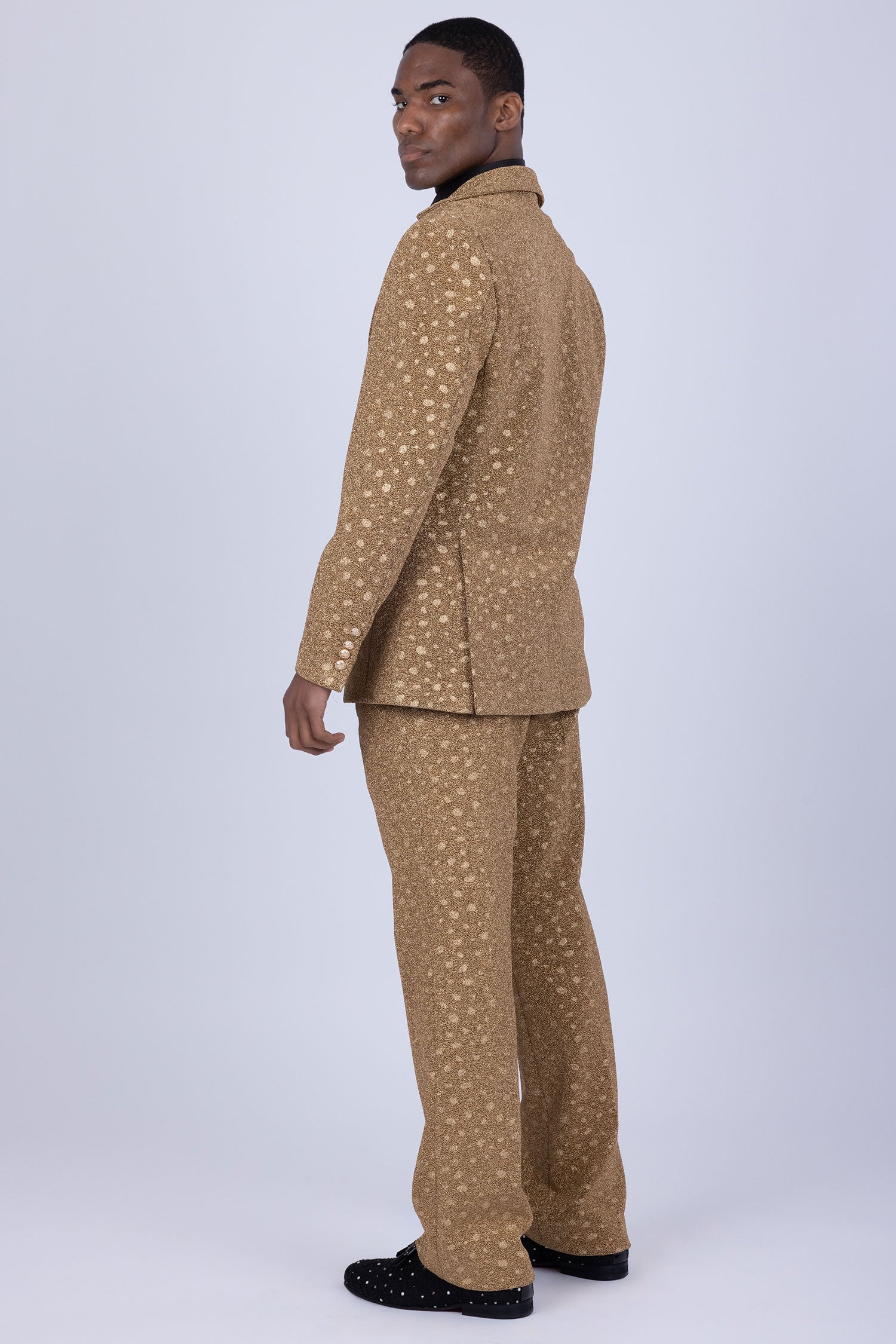 Barabas Men's Geometric Polka Dots Pattern Notch Lapel Suit 5SU34 Rust