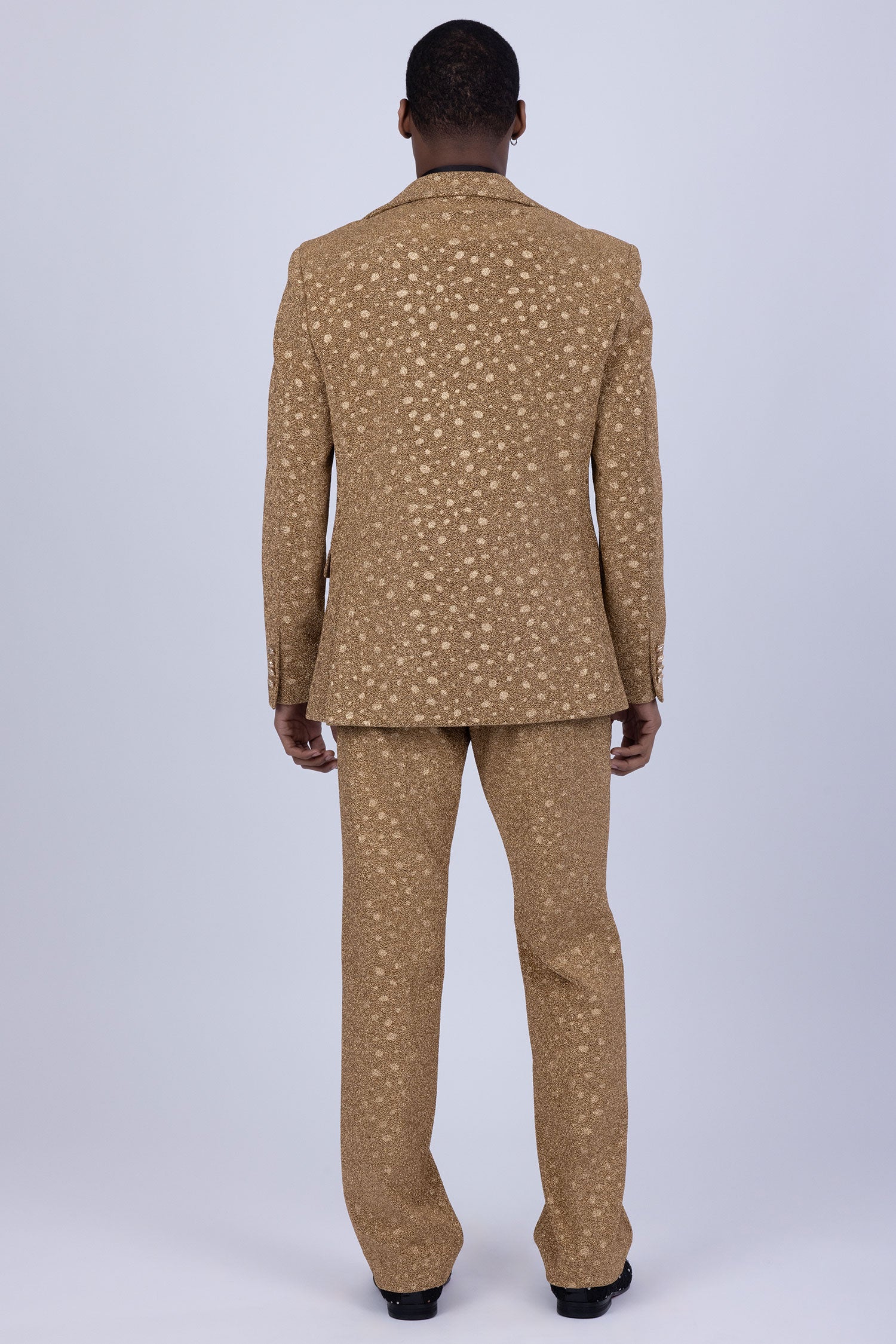 Barabas Men's Geometric Polka Dots Pattern Notch Lapel Suit 5SU34 Gold