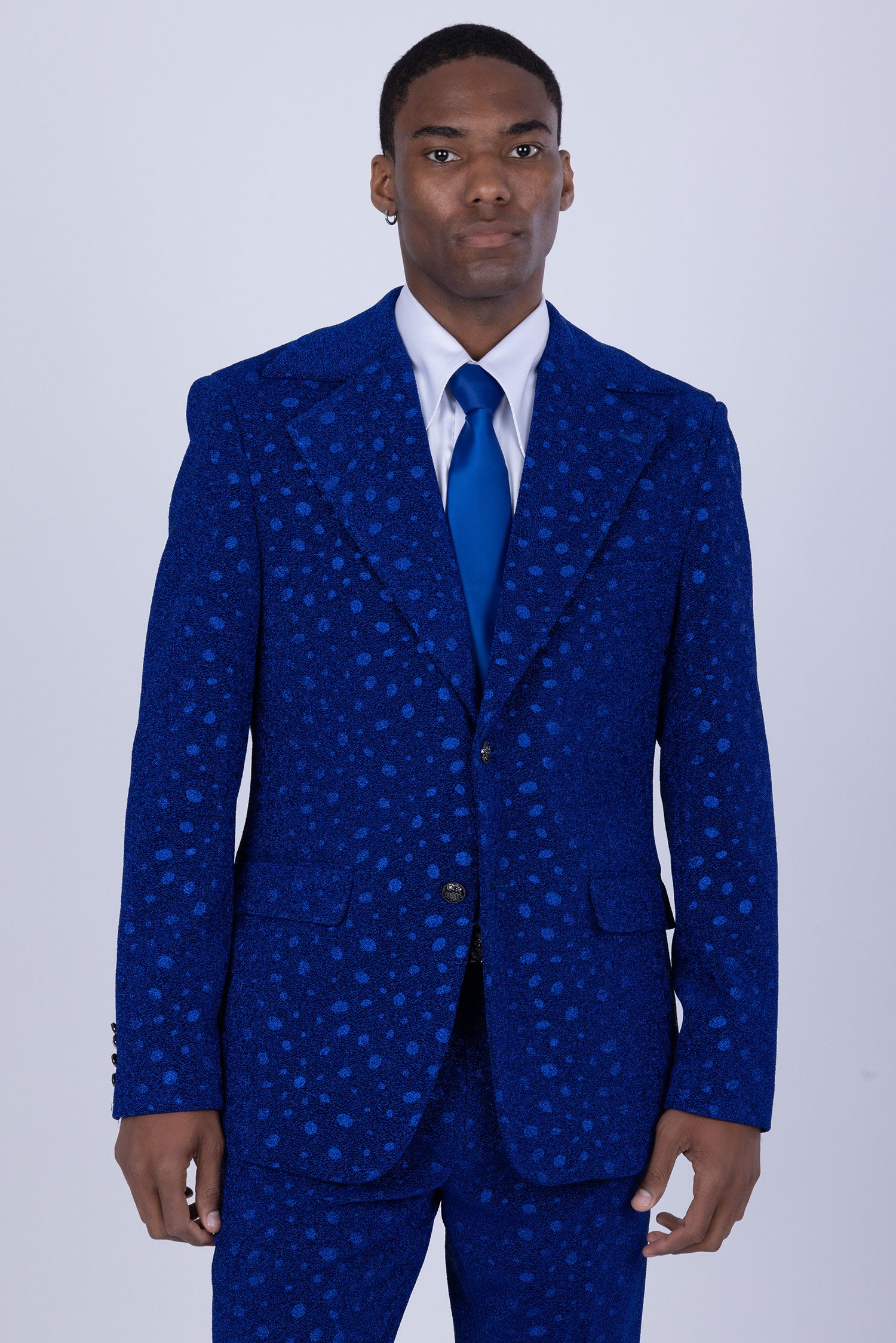 Barabas Men's Geometric Polka Dots Pattern Notch Lapel Suit 5SU34 Royal