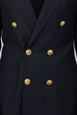 Barabas Men's Sequins Pattern Double-Breasted Peak Lapel Suit 5SU37 #Color_Black Gold
