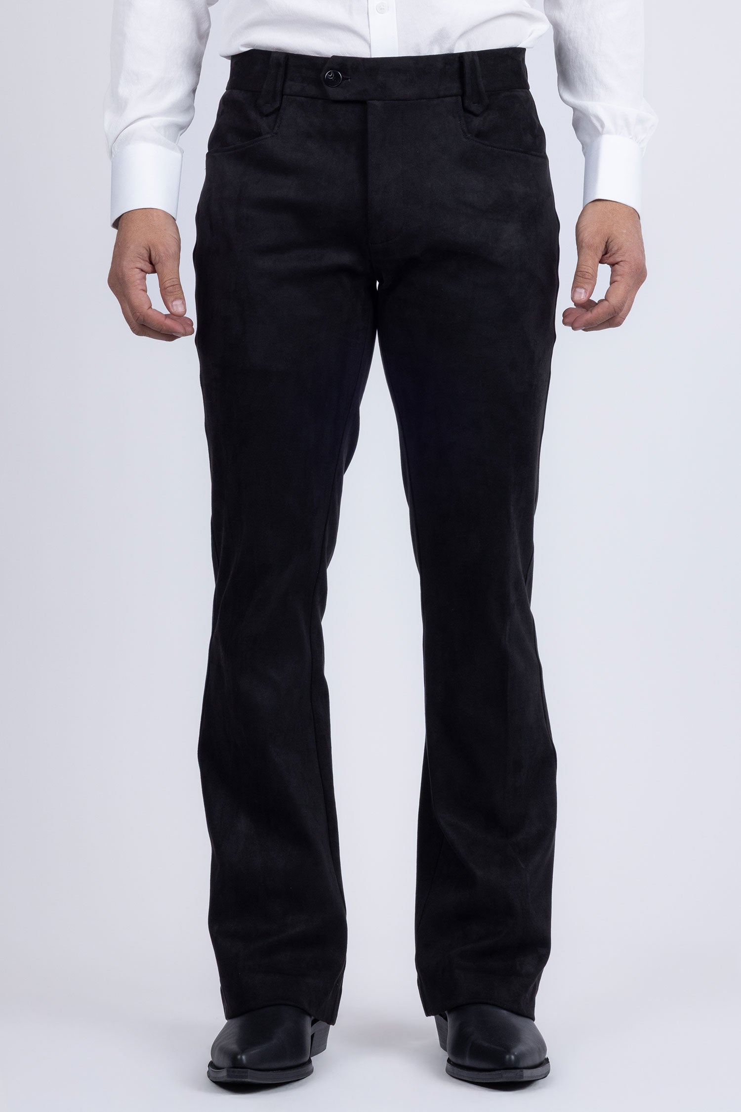 Barabas Men's Velvet Stretch Flare Casual Bell Bottom Pants 5WP01 Black