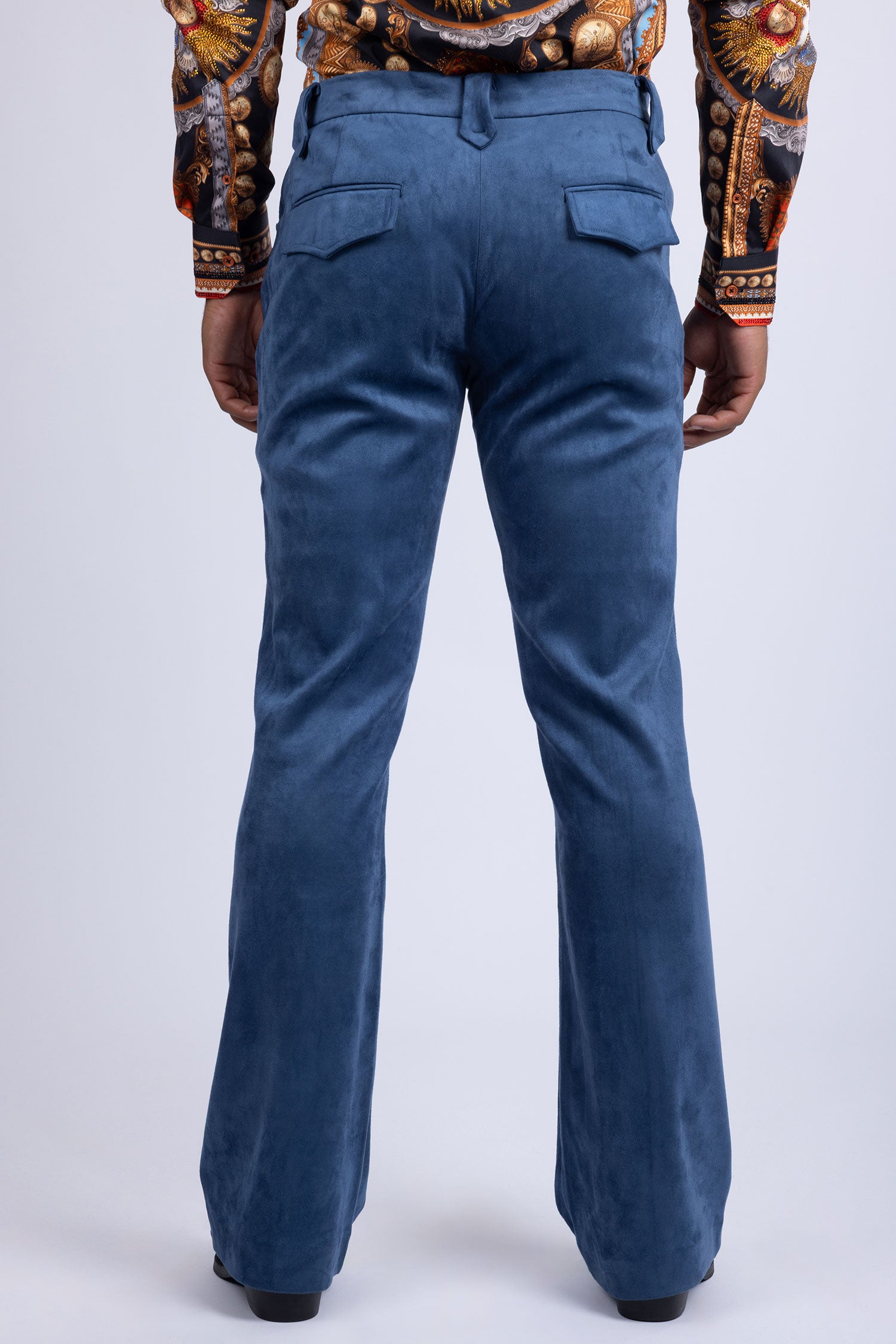 Barabas Men's Velvet Stretch Flare Casual Bell Bottom Pants 5WP01 Navy