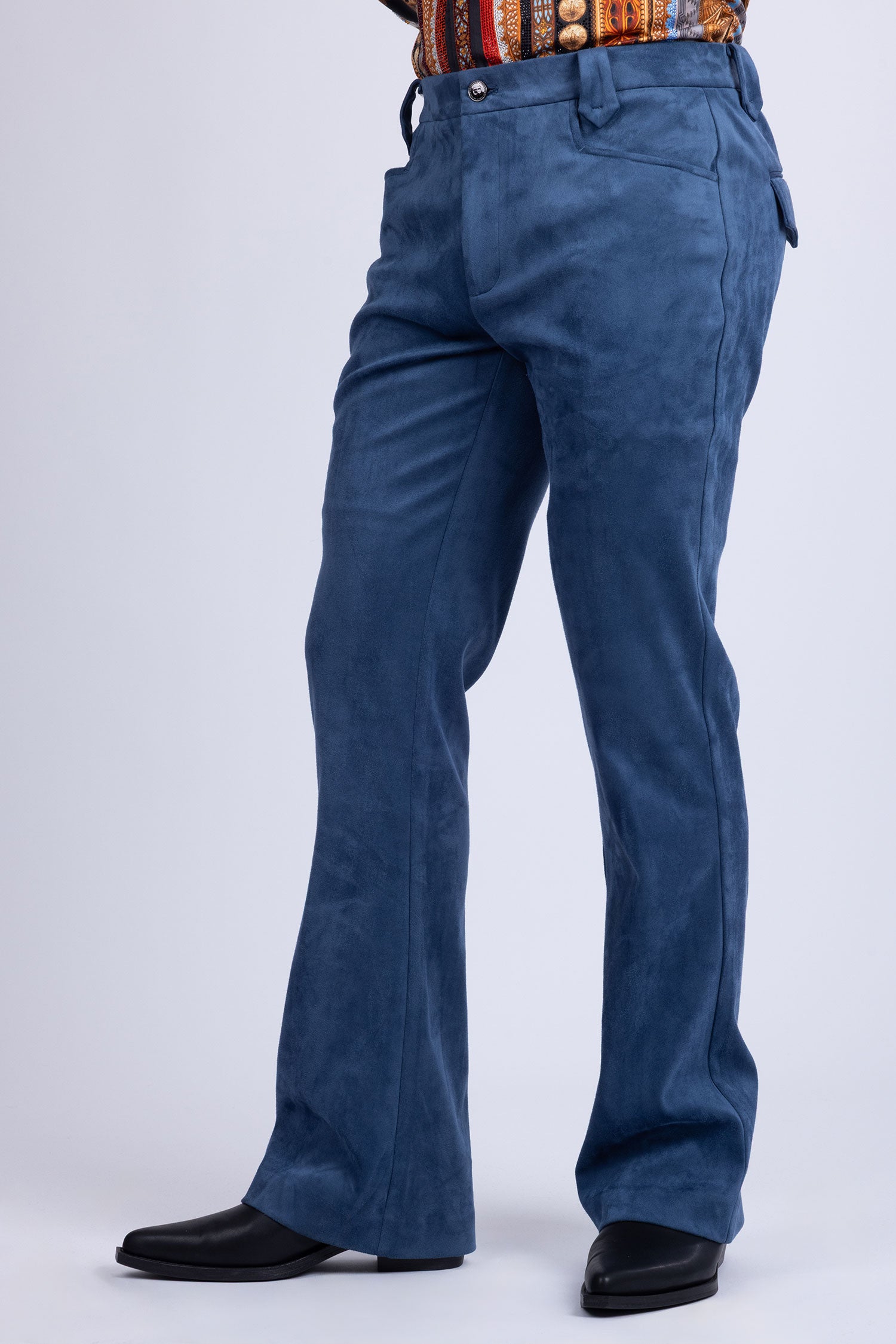 Barabas Men's Velvet Stretch Flare Casual Bell Bottom Pants 5WP01 Navy