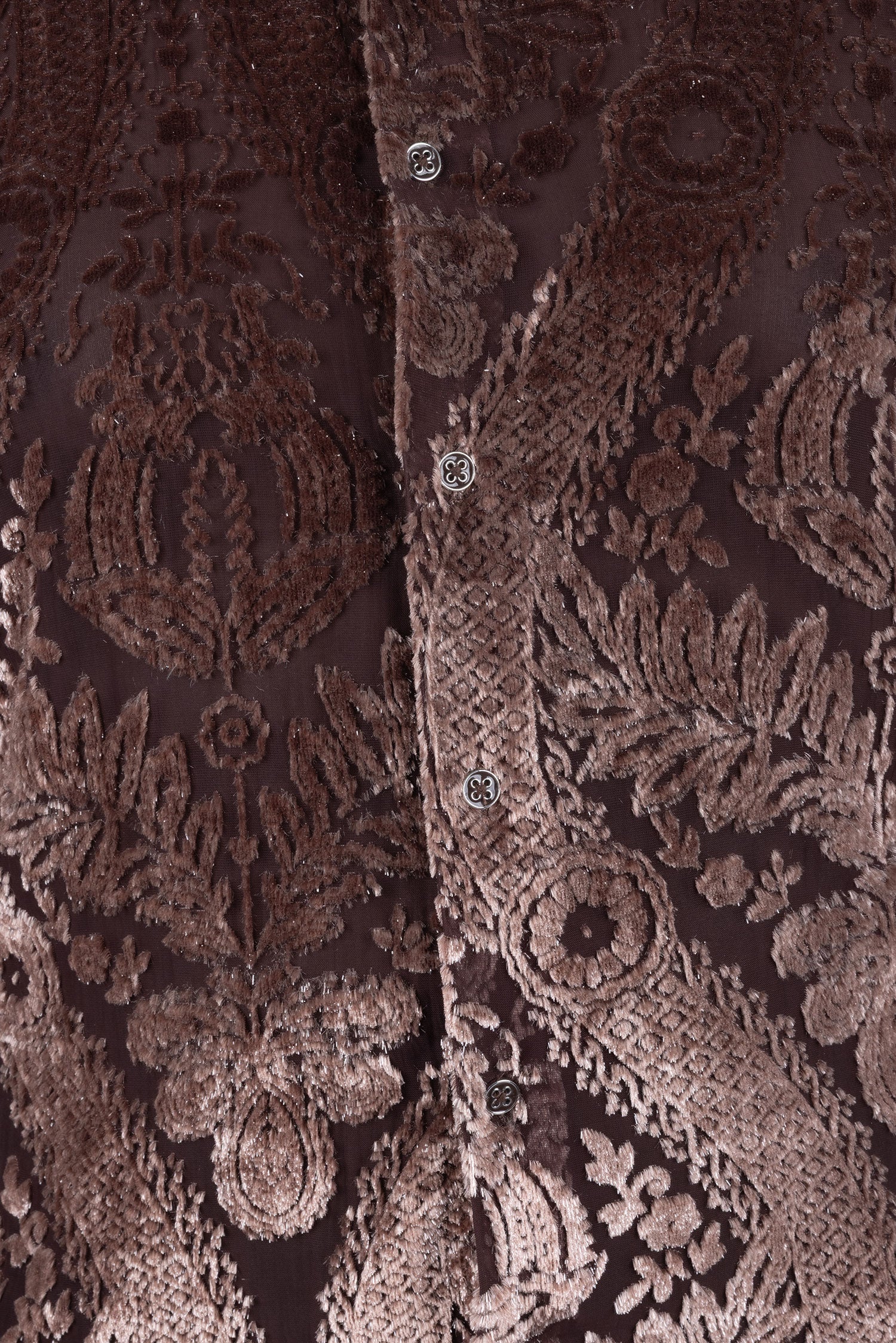 Barabas Men's See Through Floral Embroidered Baroque Shirt 6B02 Rust