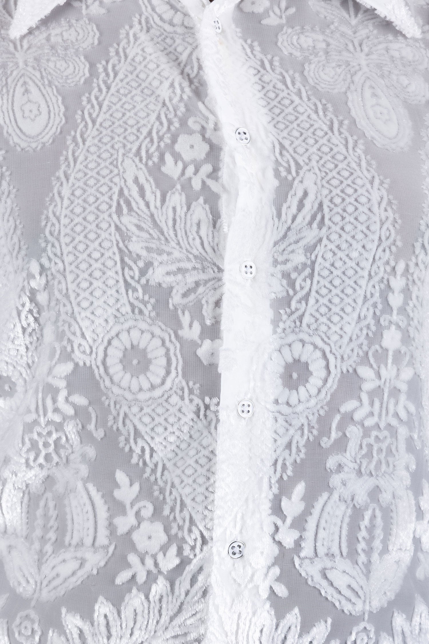 Barabas Men's See Through Floral Embroidered Baroque Shirt 6B02 White