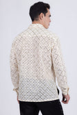 Men's See-Through Sequins Geometric Long-Sleeve Shirt BARABAS 6B07 #Color_Whisper White