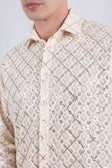 Men's See-Through Sequins Geometric Long-Sleeve Shirt BARABAS 6B07 #Color_Whisper White