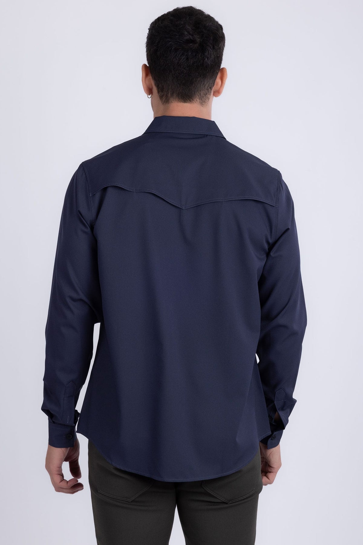 Barabas Men's Western Casual Solid Stretch Long Sleeve Shirt 6B12 #Color_Estate Blue