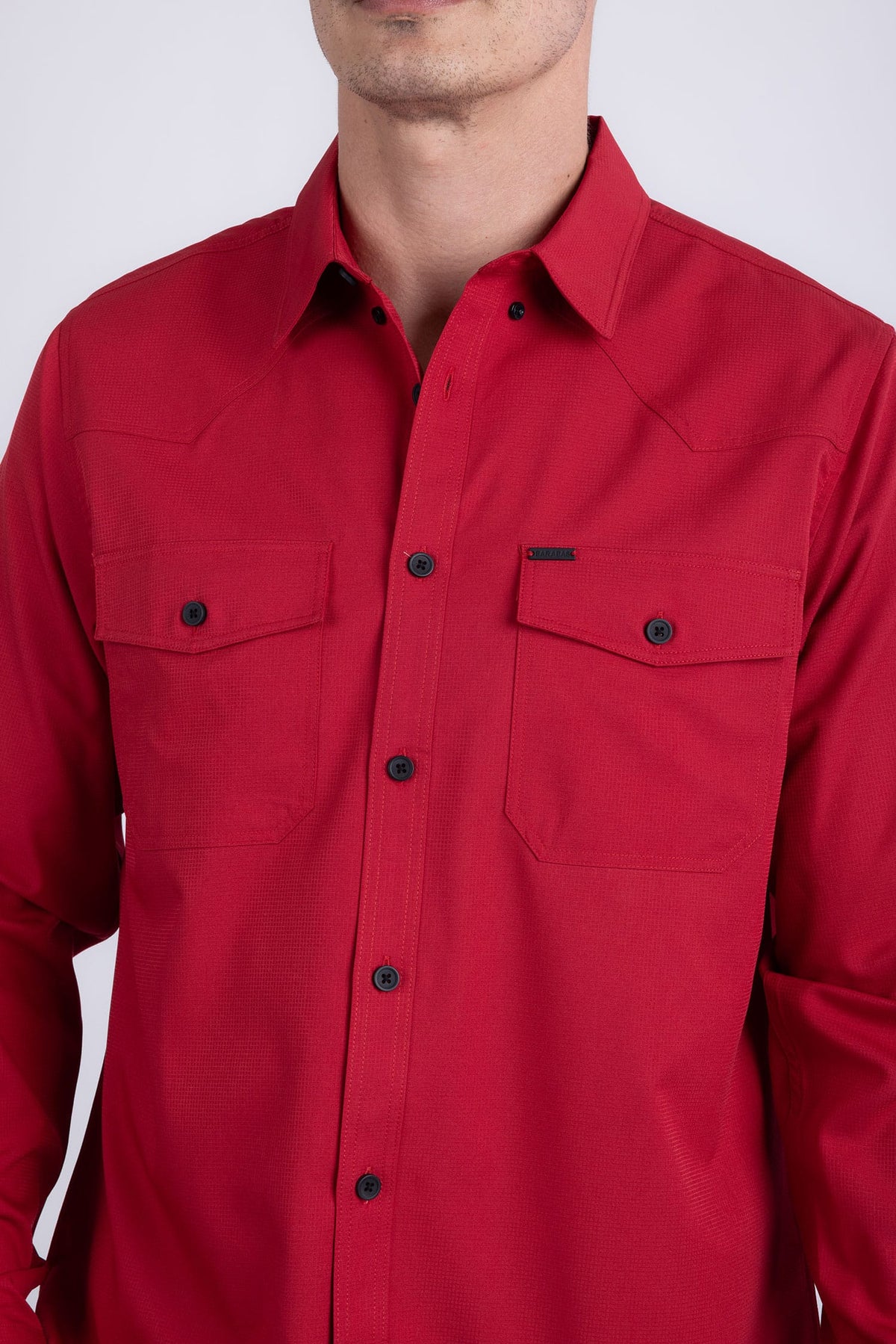 Barabas Men's Western Casual Solid Stretch Long Sleeve Shirt 6B12 #Color_Red