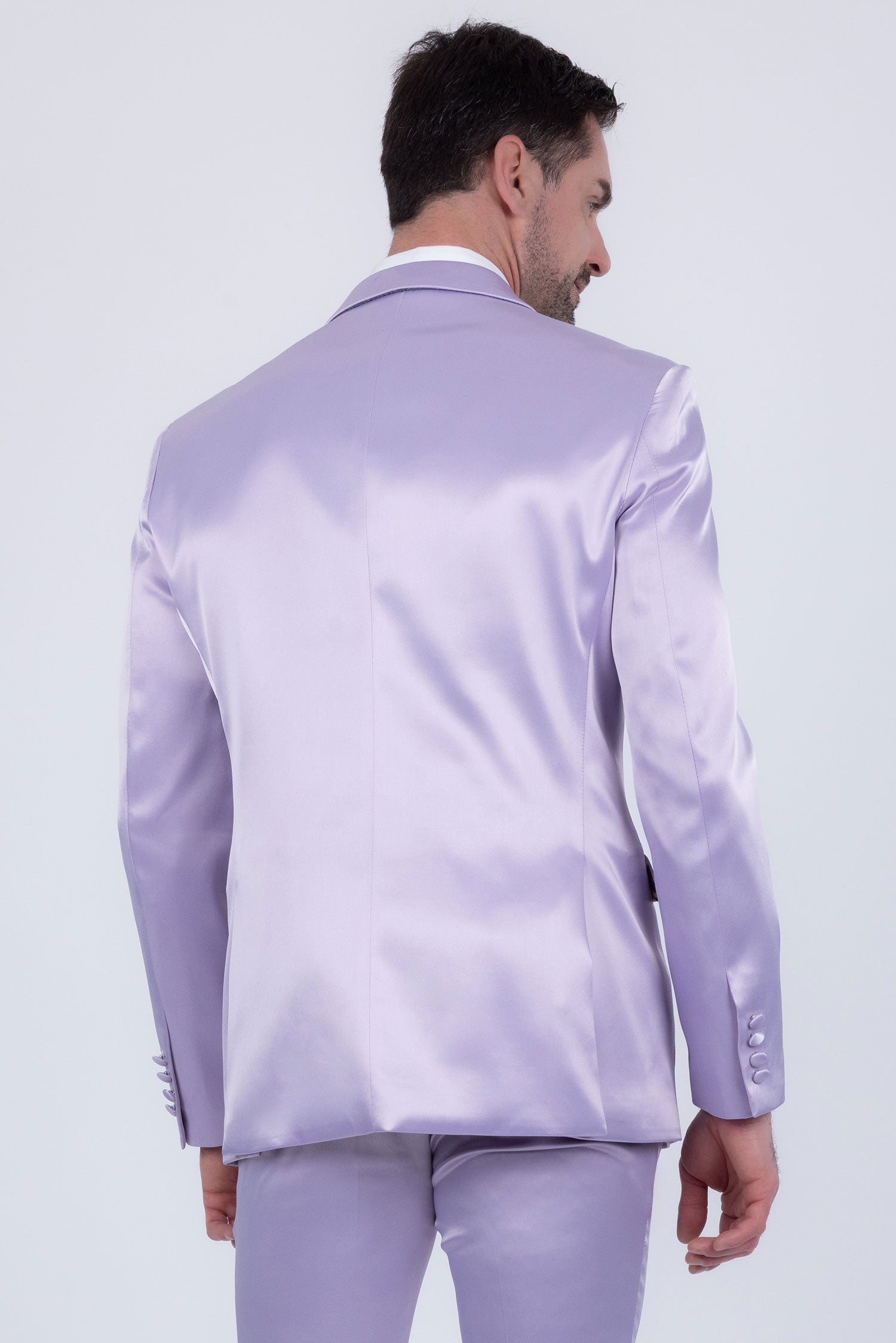 Barabas Men's Solid Color Satin Metallic Peak Lapel Blazer 6BL1010 Lavender