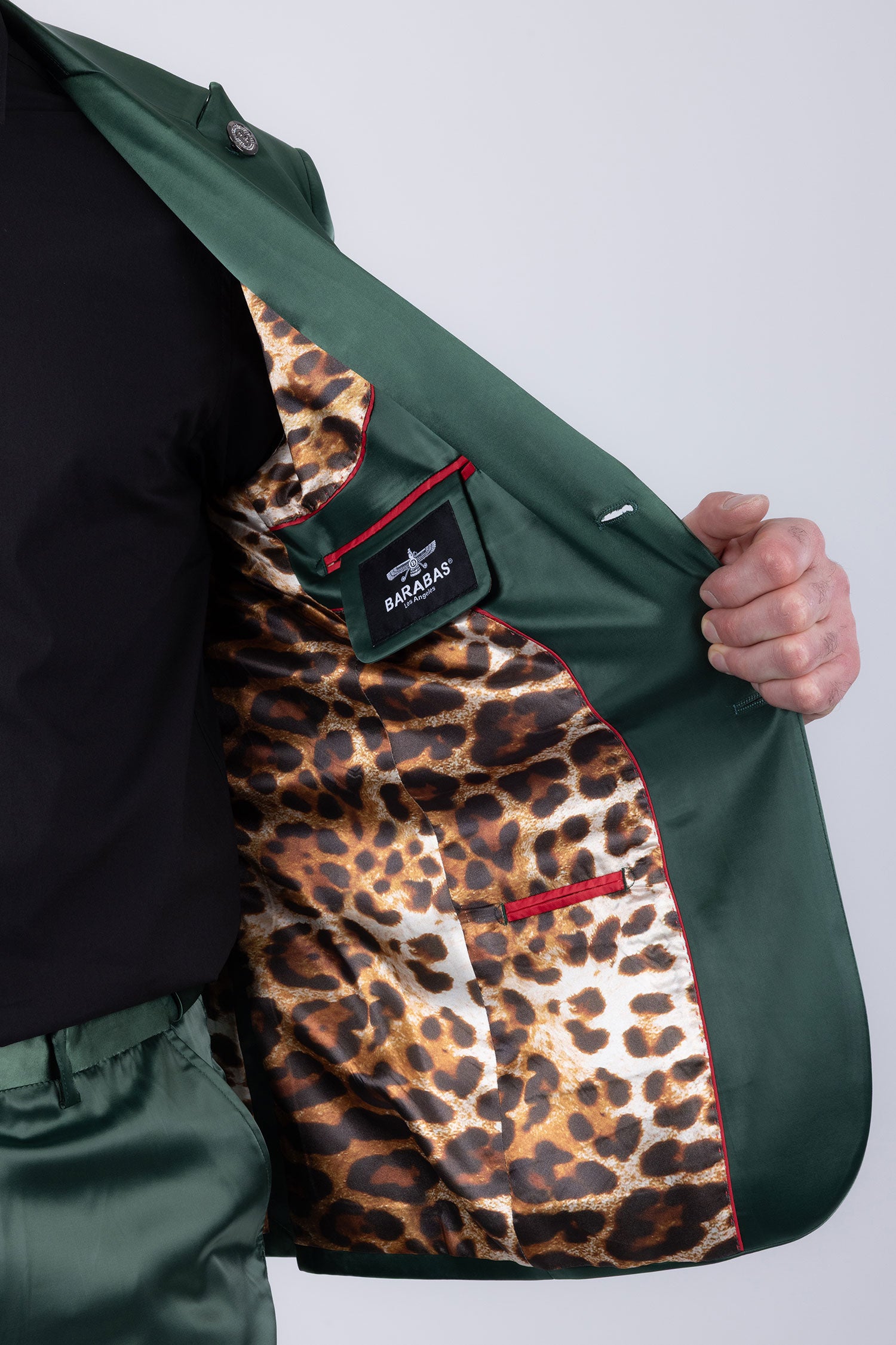 Barabas Men's Solid Color Satin Metallic Peak Lapel Blazer 6BL1010 Olive