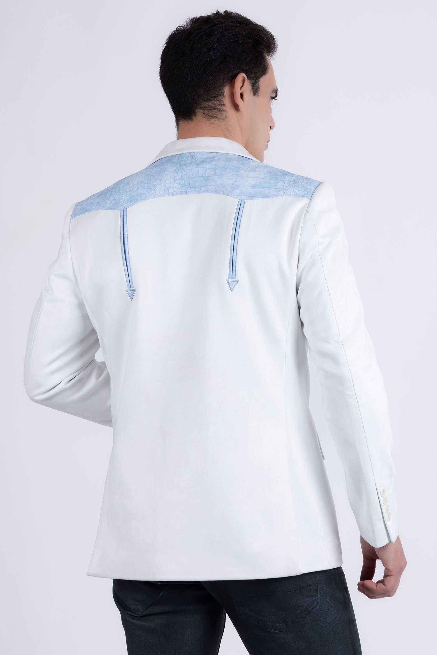 Barabas Men's Suede Western Design Notch Lapel Blazer 6BLW02 Bright White