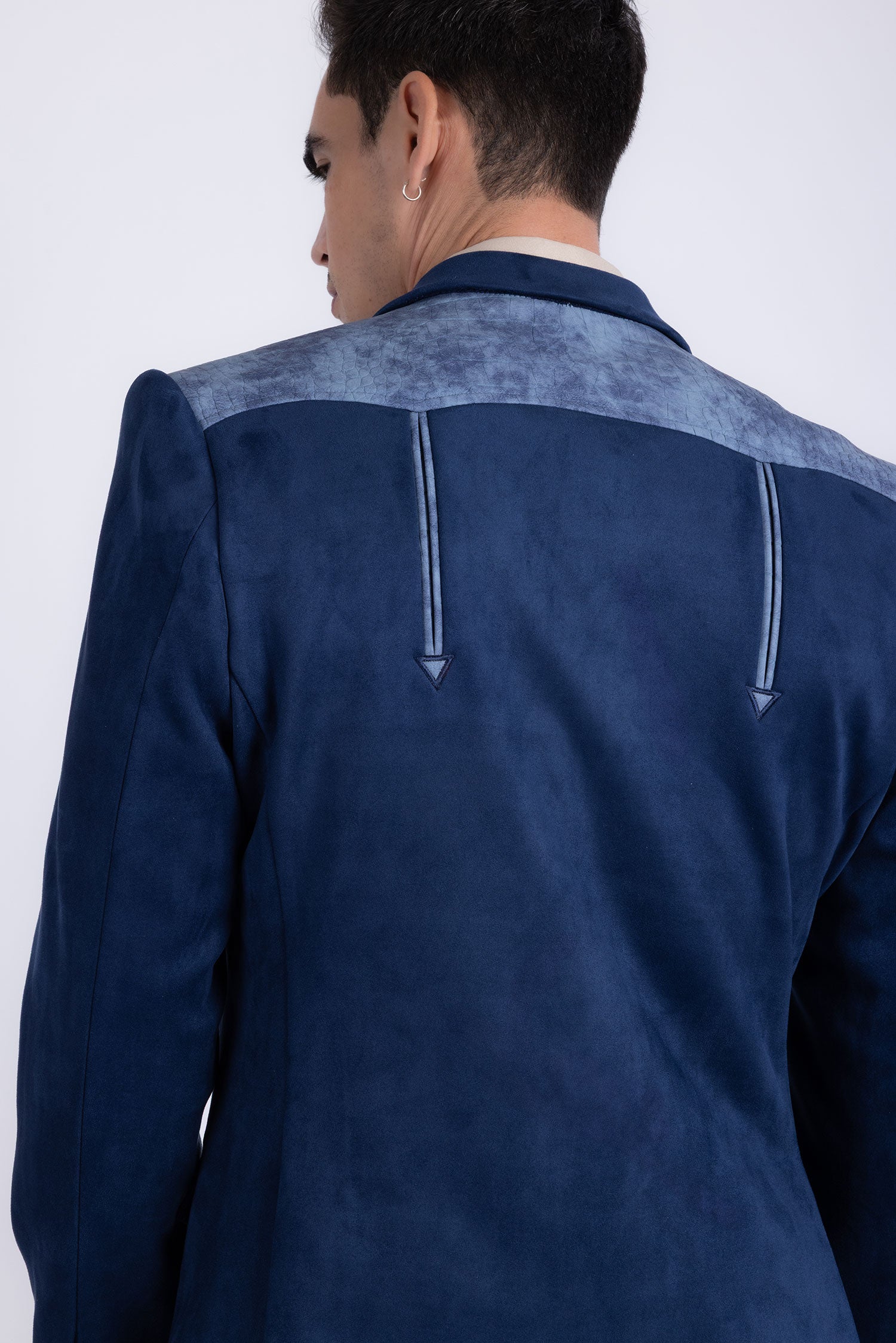 Barabas Men's Suede Western Design Notch Lapel Blazer 6BLW02 Navy