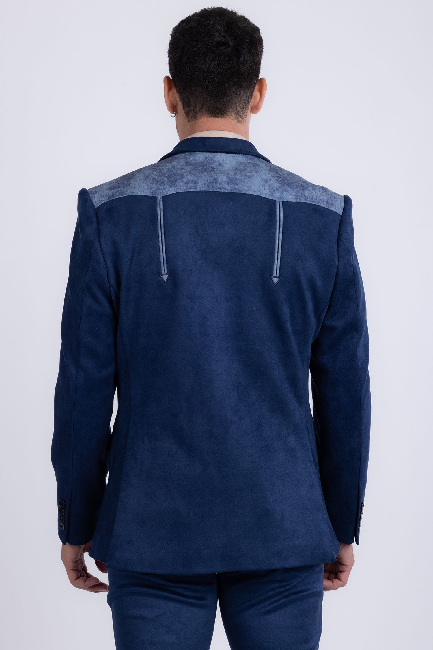 Barabas Men's Suede Western Design Notch Lapel Blazer 6BLW02 Bright Blue
