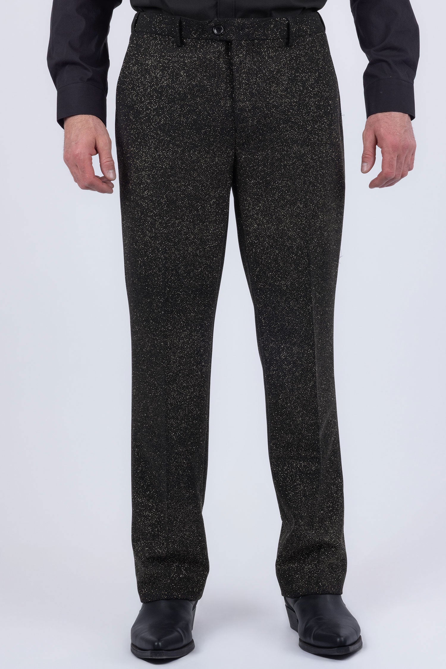 Barabas Men's Glitter Shine Casual Dress Pants 6BL07 Black Silver