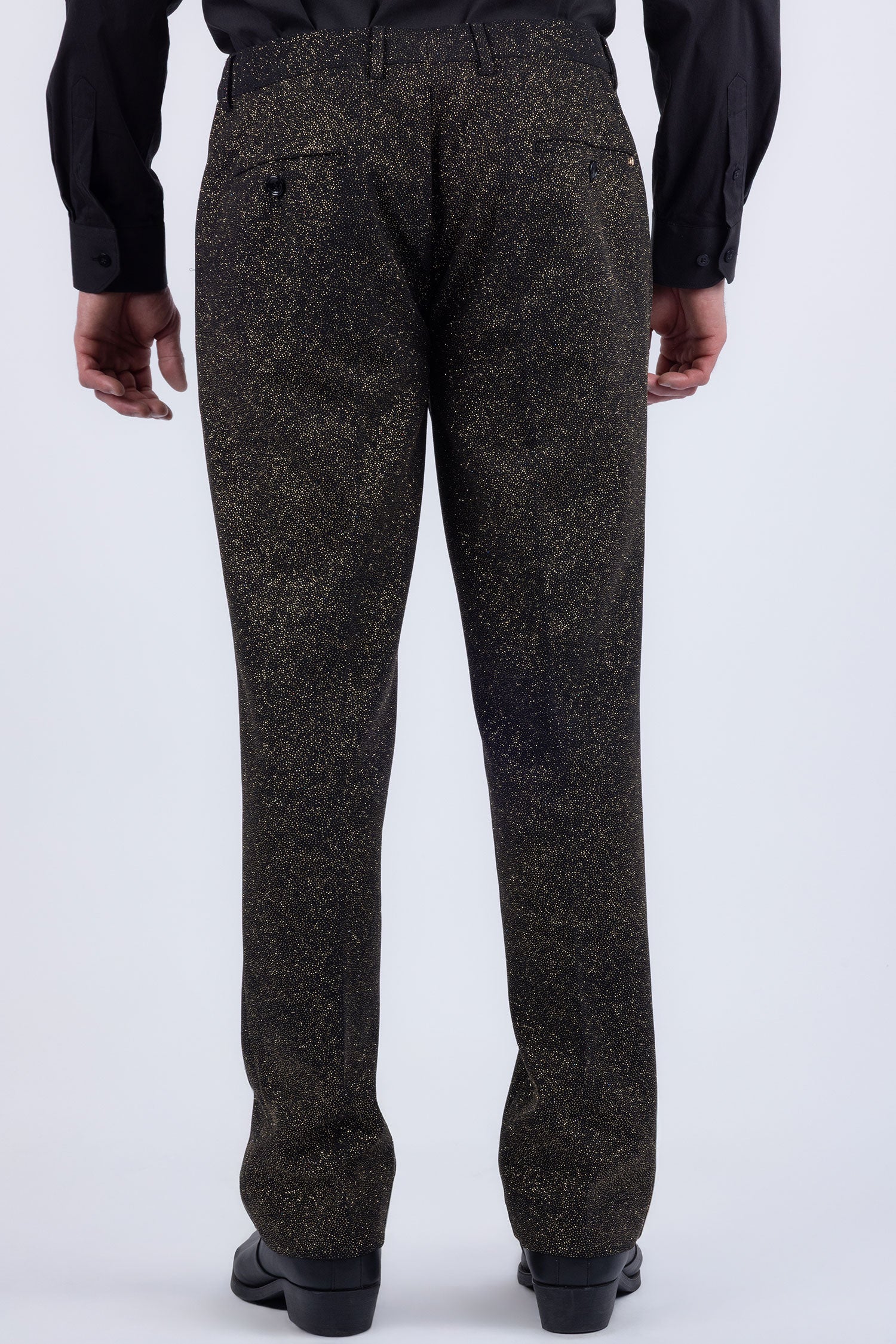 Barabas Men's Glitter Shine Casual Dress Pants 6BL07 Black Gold