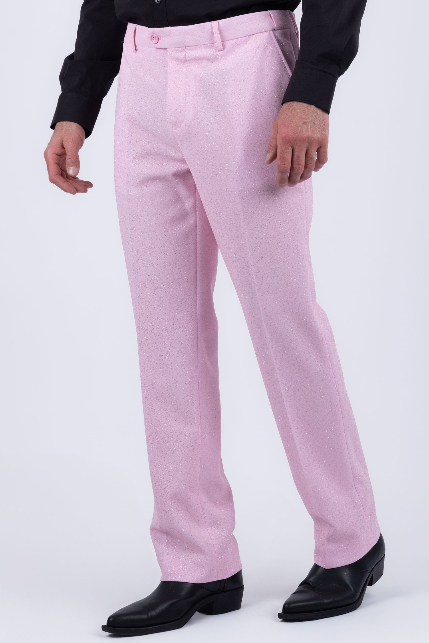 Barabas Men's Glitter Shine Casual Dress Pants 6BL07 Blushing Rose