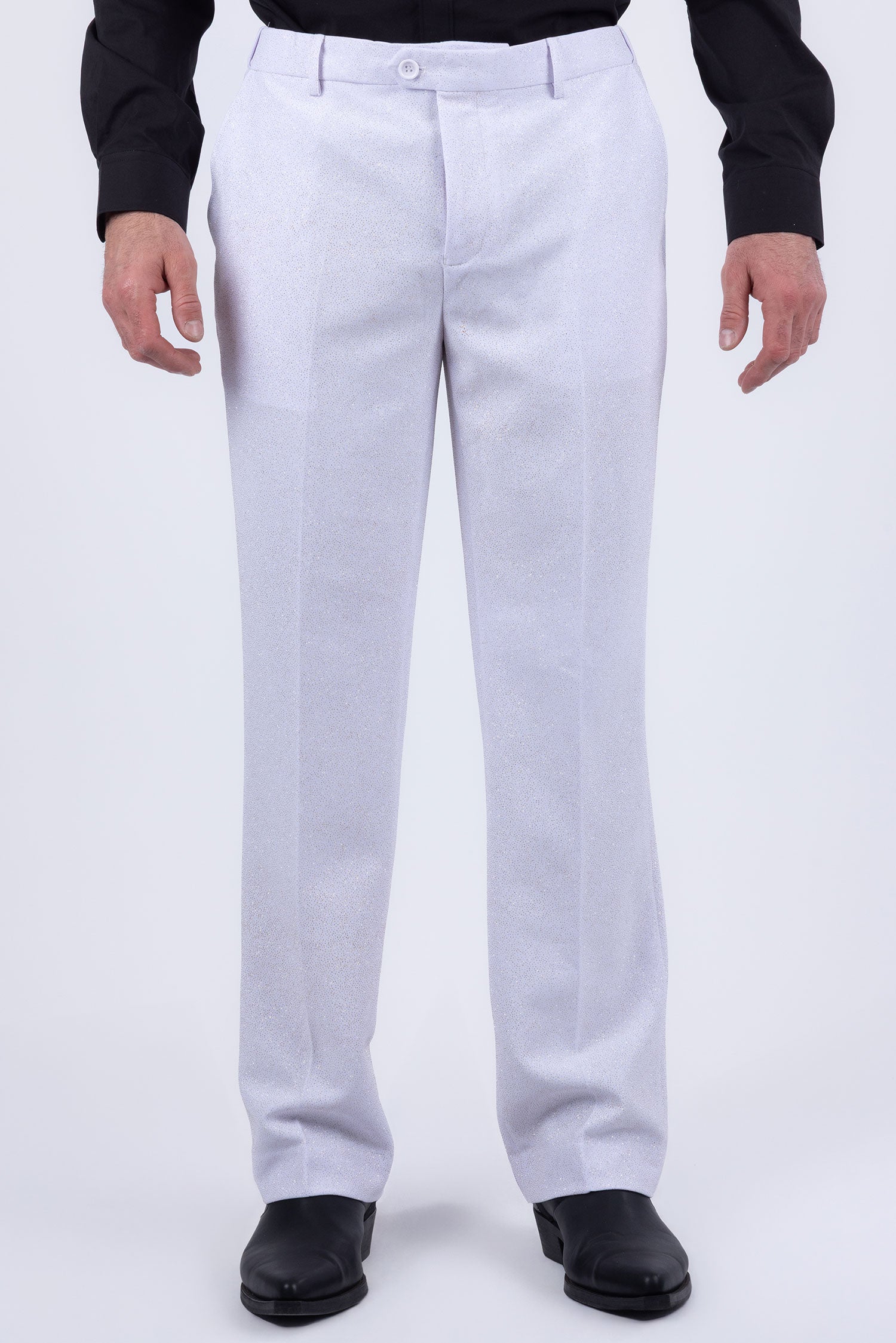 Barabas Men's Glitter Shine Casual Dress Pants 6BL07 White Gold