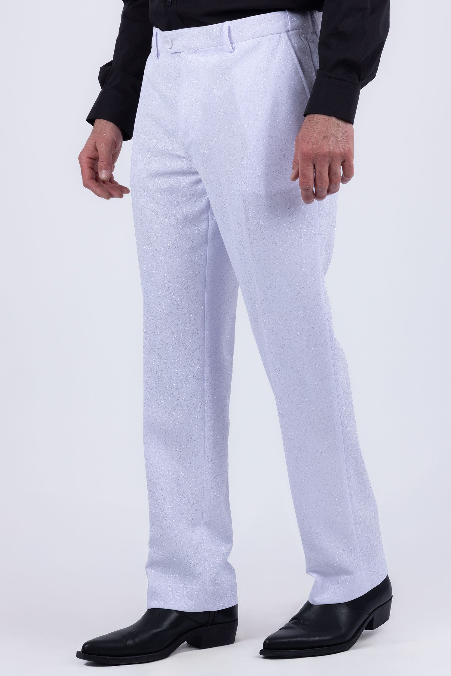 Barabas Men's Glitter Shine Casual Dress Pants 6BL07 White