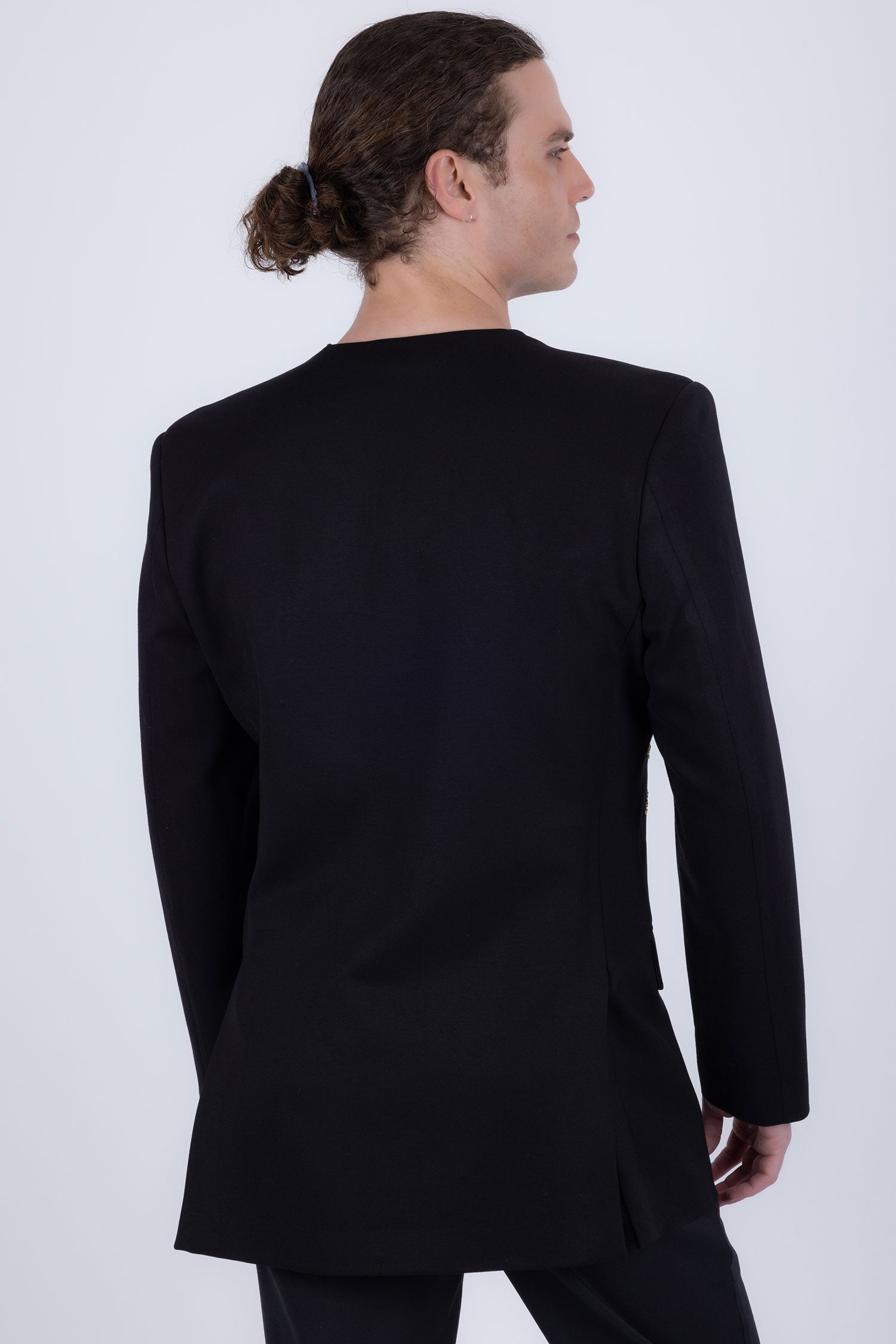 Barabas Men's Rhinestones Sun Rays Collarless Casual Blazer 6EBL03 Black Gold