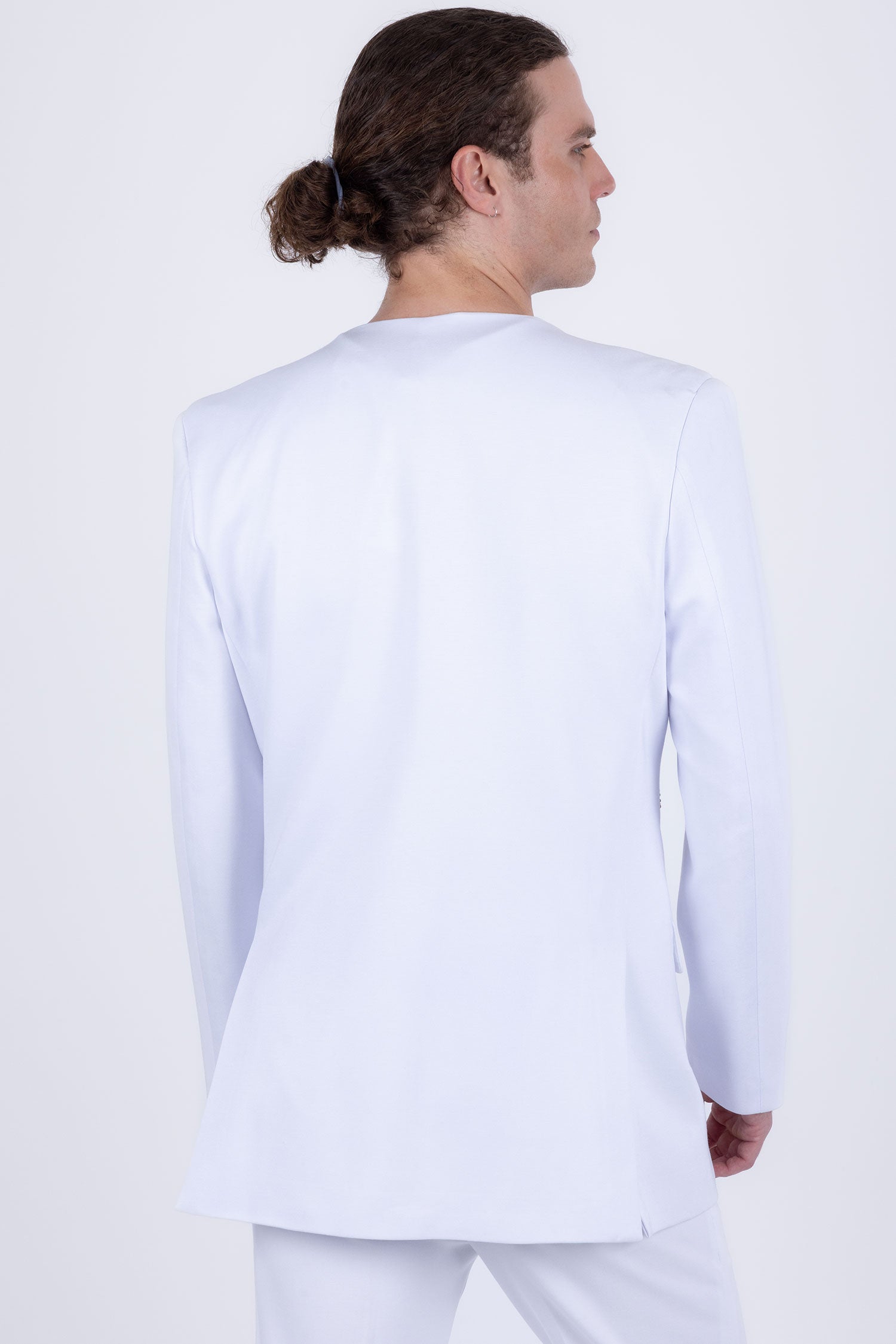 Barabas Men's Rhinestones Sun Rays Collarless Casual Blazer 6EBL03 Off White