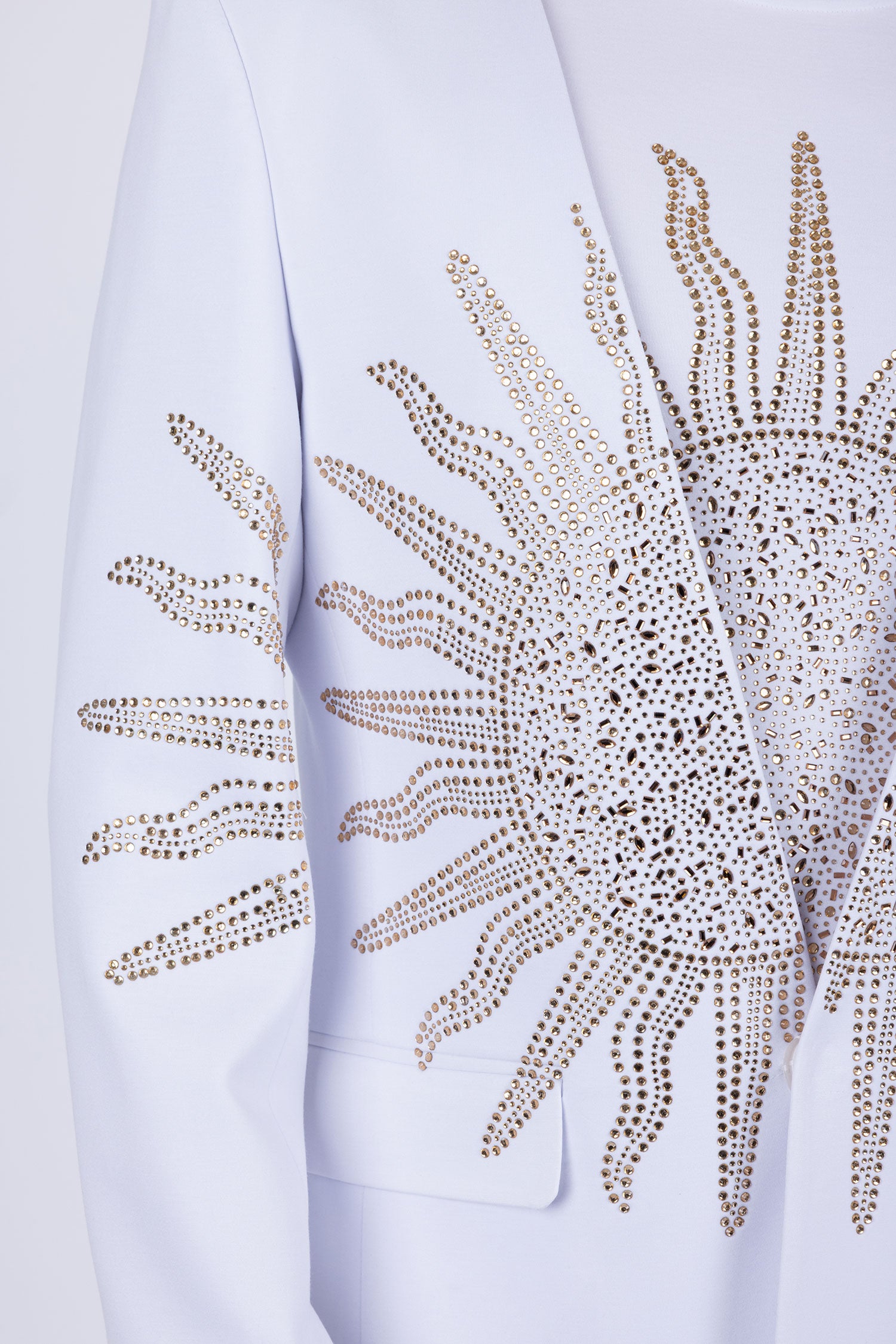 Barabas Men's Rhinestones Sun Rays Collarless Casual Blazer 6EBL03 White