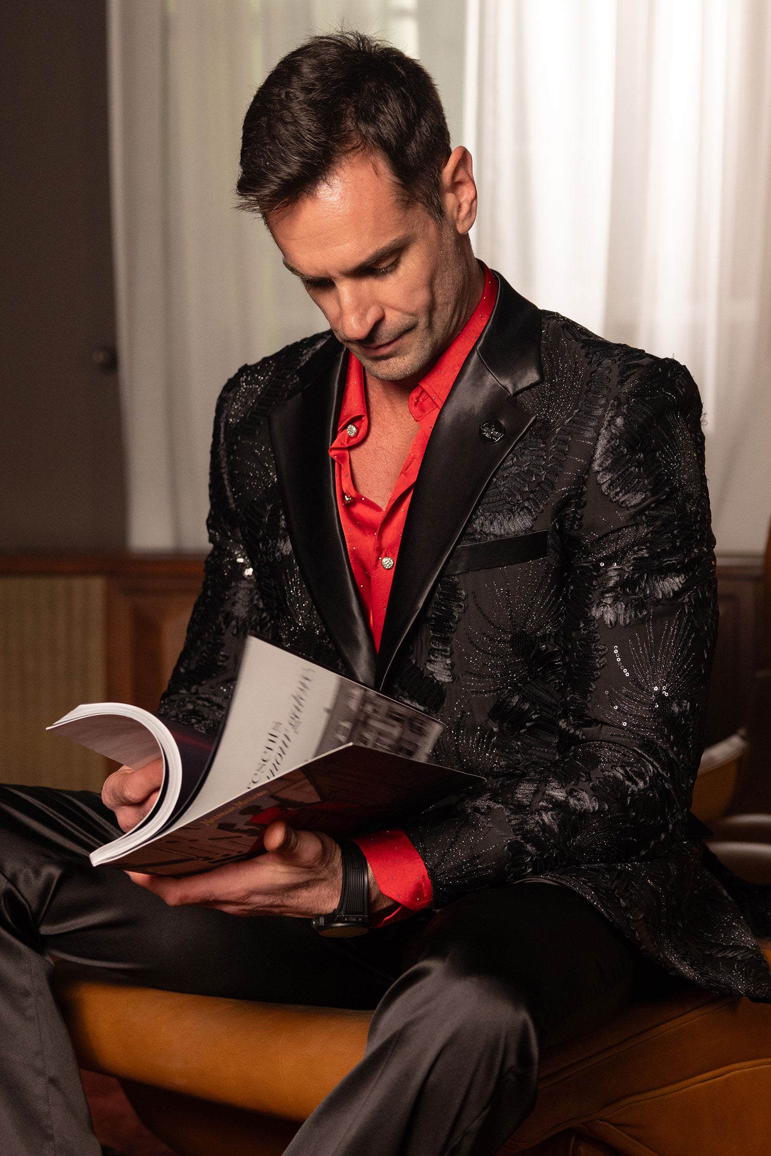 Barabas Men's Sequins Geometric Design Notch Lapel Blazer 6EBL04 Charcoal