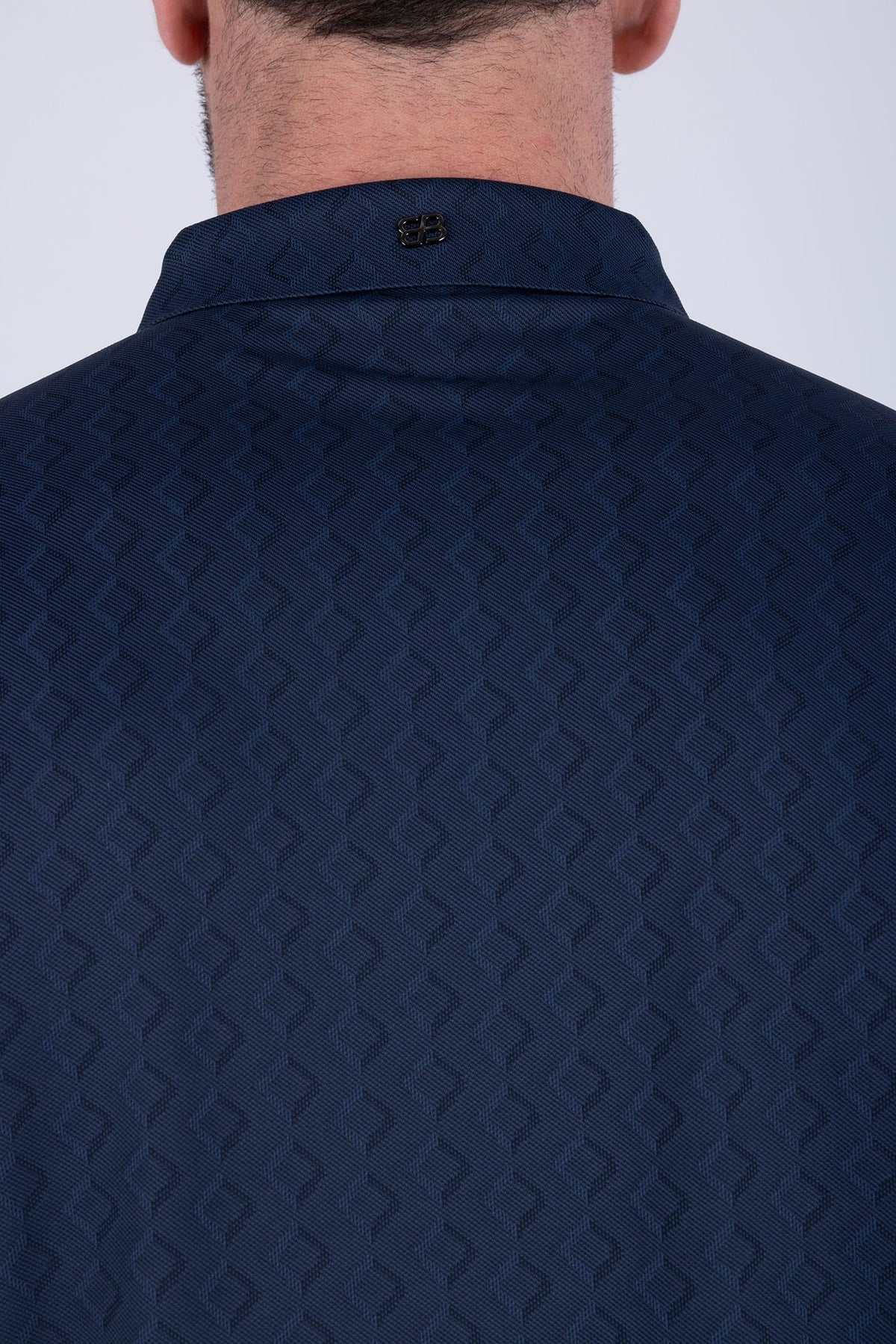 Barabas Men's Solid Color Geometric Stretch Polo Shirts 6P04 #Color_Estate Blue
