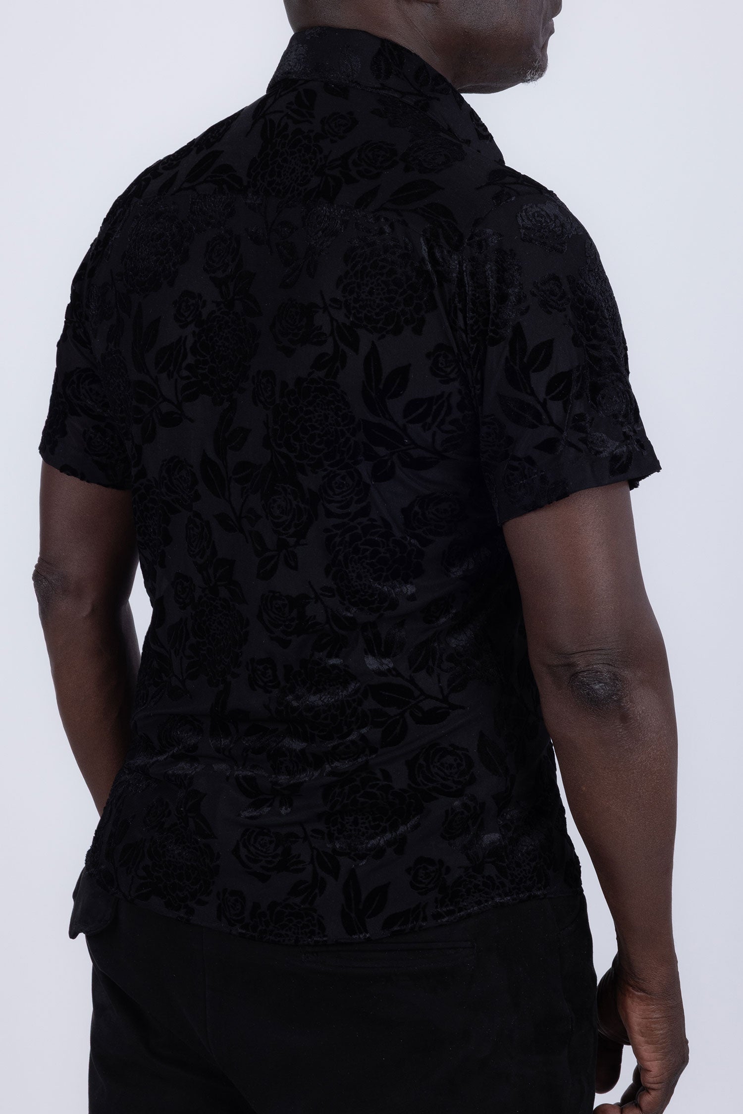 Barabas Men's See-Through Floral Printed Short Sleeve Shirts 6SST03 Black