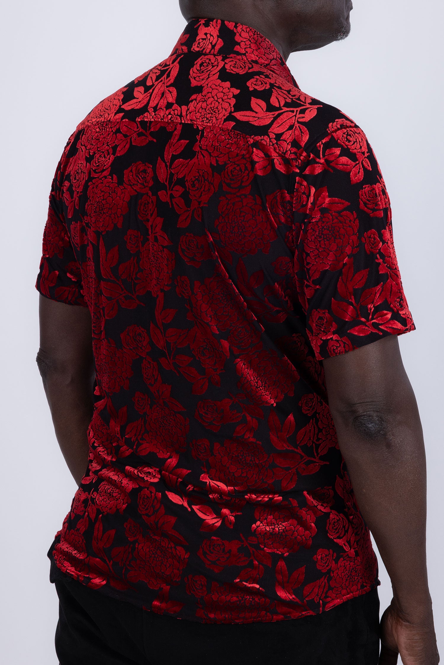 Barabas Men's See-Through Floral Printed Short Sleeve Shirts 6SST03 Red