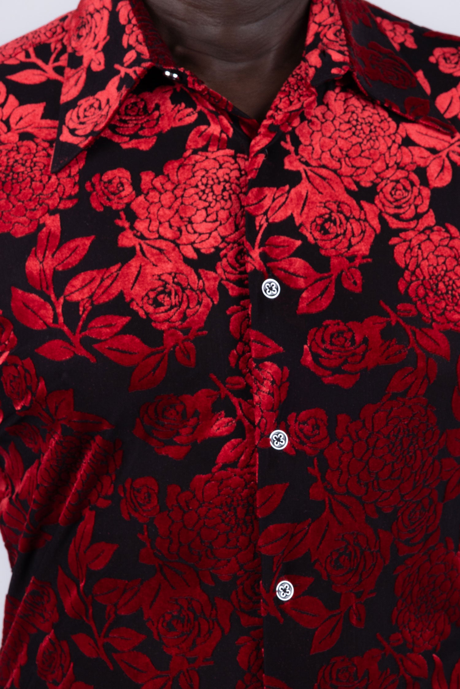 Barabas Men's See-Through Floral Printed Short Sleeve Shirts 6SST03 Black Red