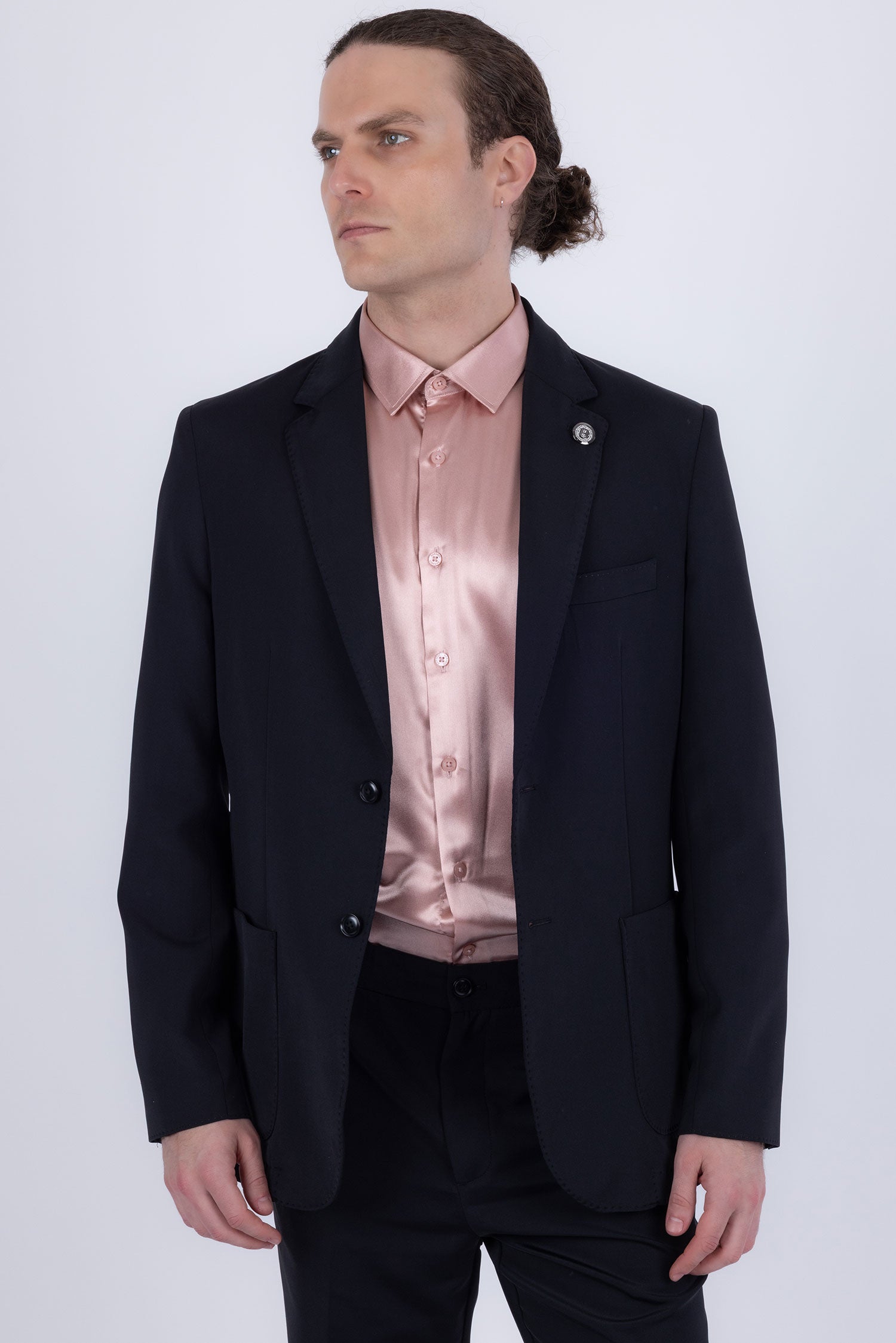 Barabas Men's Smooth Matte Performance Notch Lapel Suit 6SU07 Black