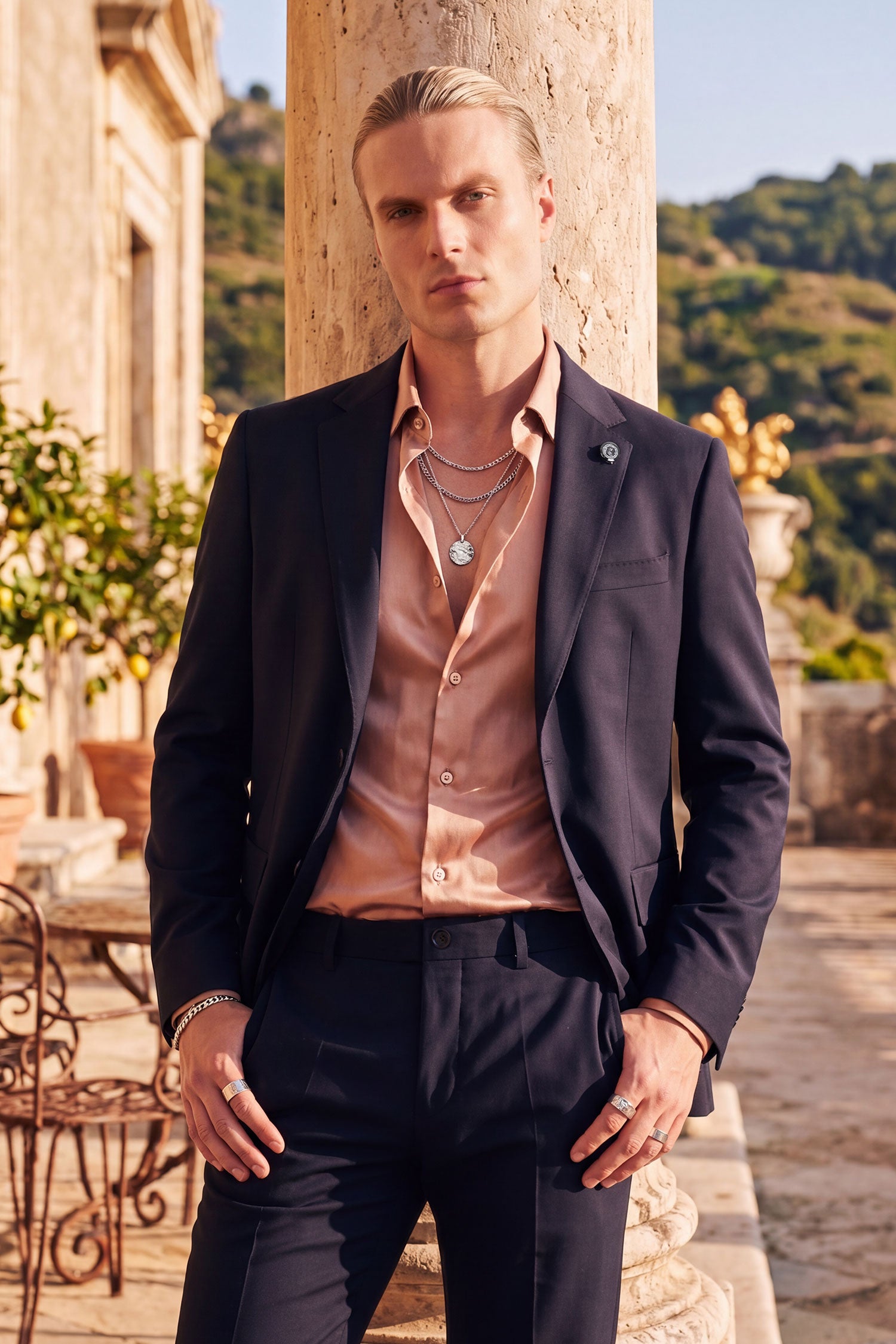 Barabas Men's Smooth Matte Performance Notch Lapel Suit 6SU07 Black