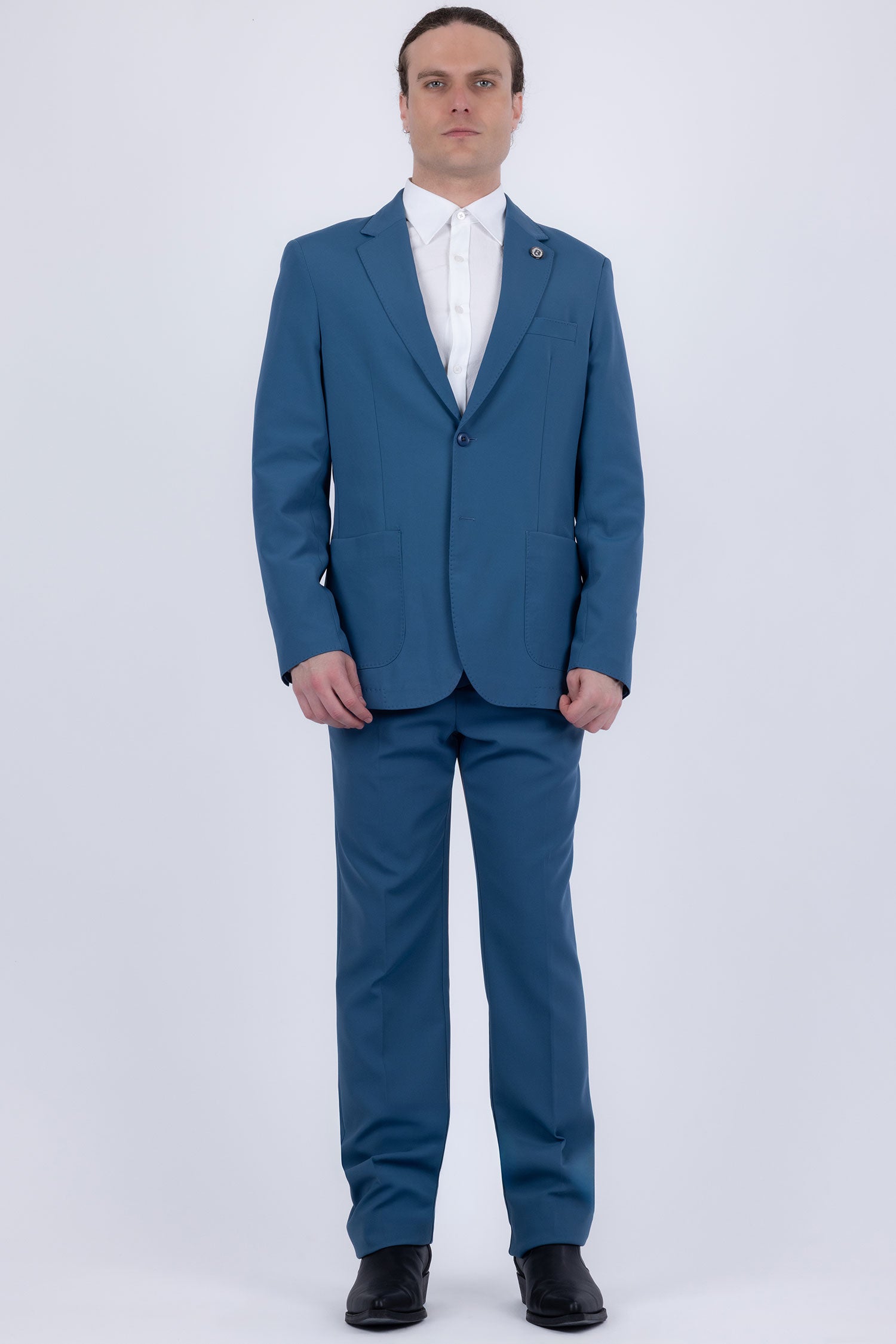 Barabas Men's Smooth Matte Performance Notch Lapel Suit 6SU07 Blue