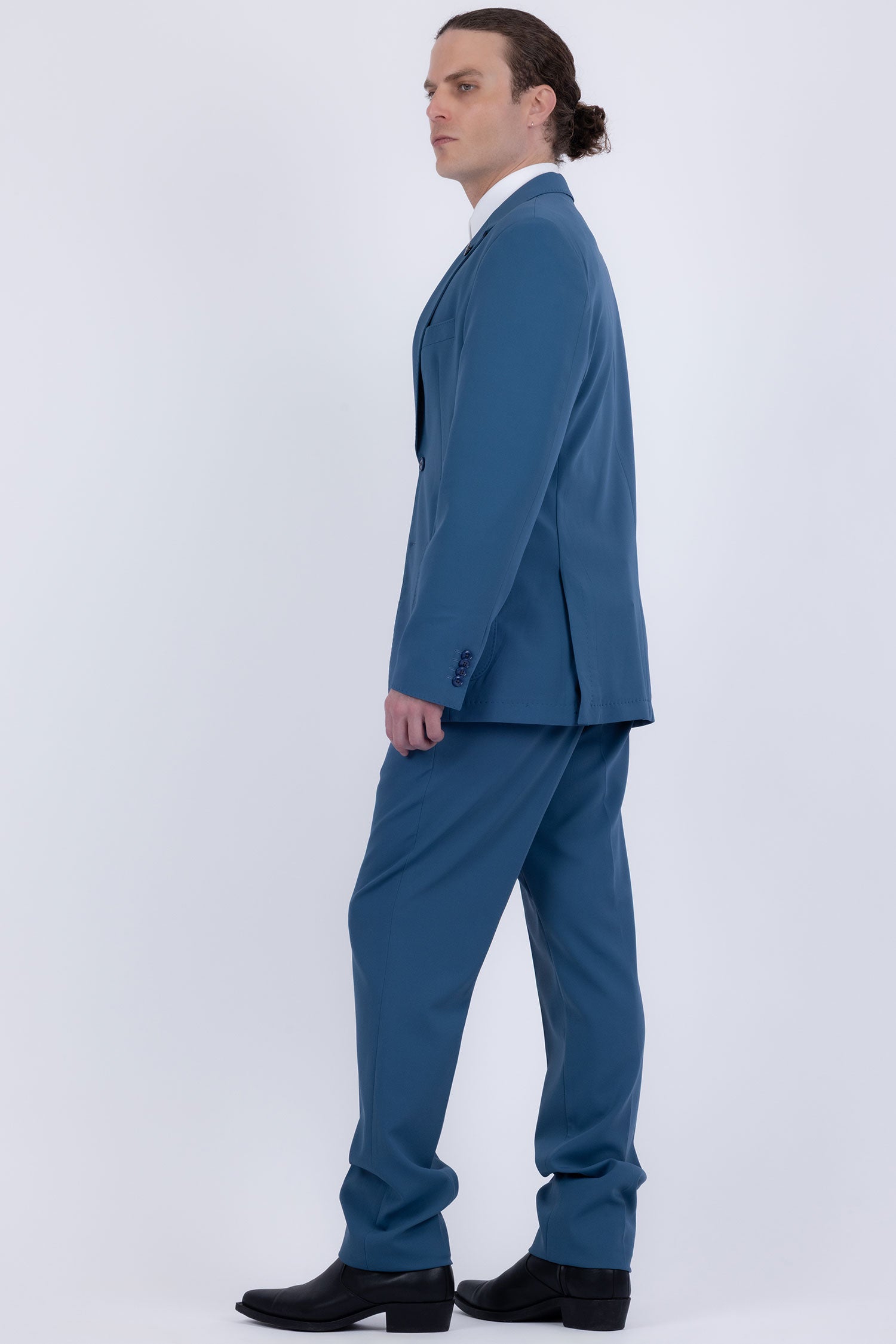 Barabas Men's Smooth Matte Performance Notch Lapel Suit 6SU07 Navy