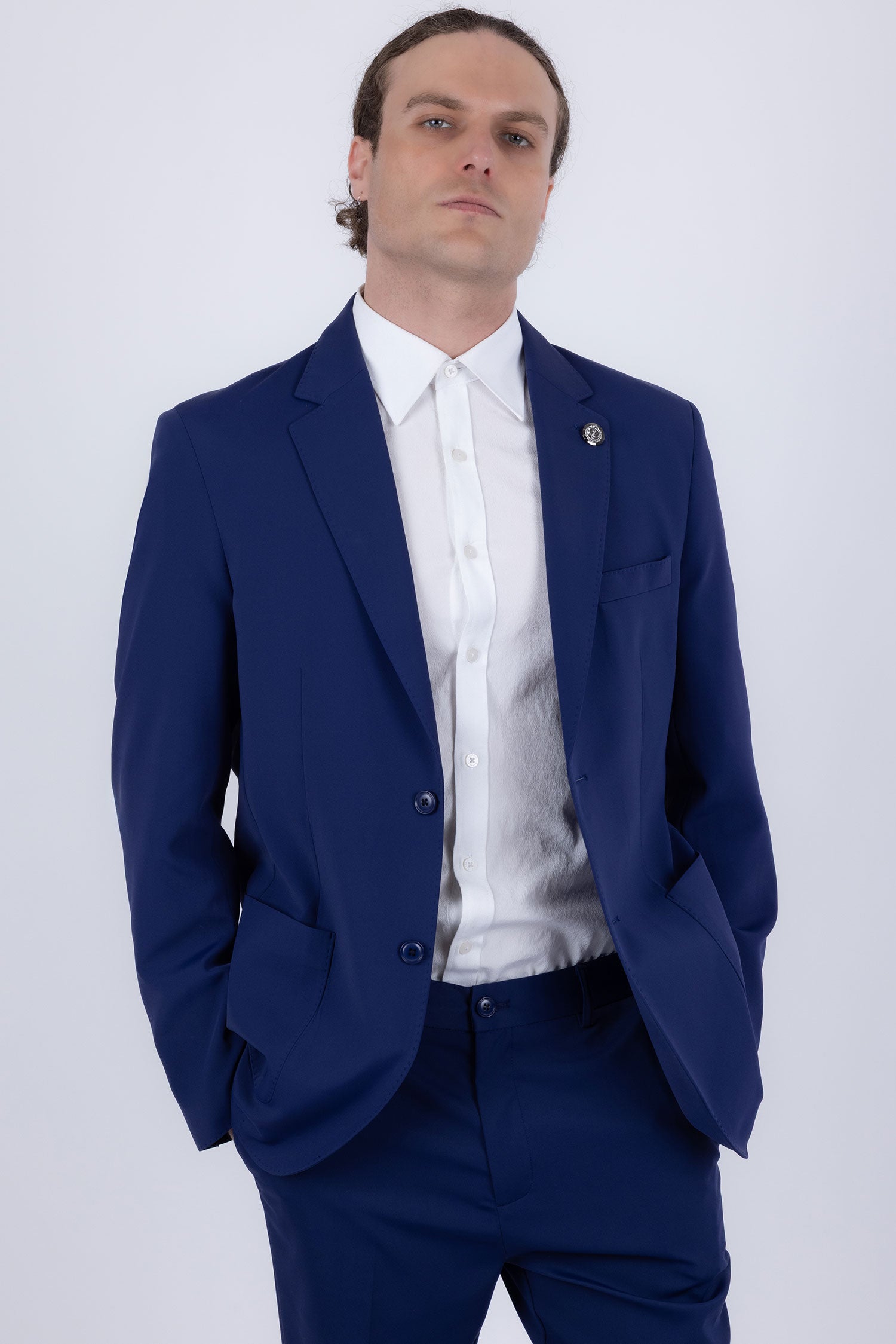 Barabas Men's Smooth Matte Performance Notch Lapel Suit 6SU07 Estate Blue