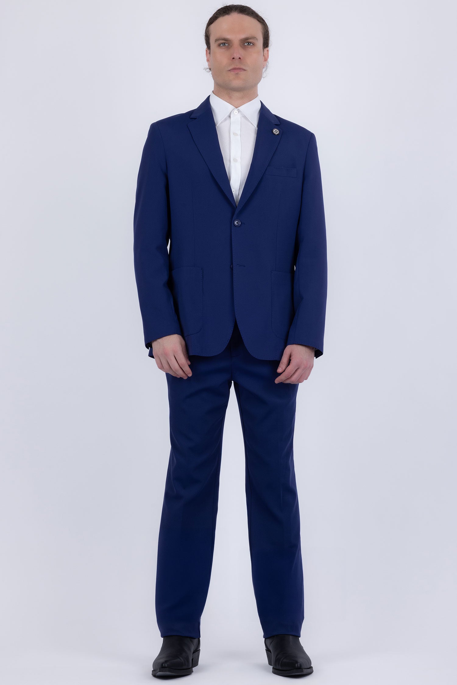 Barabas Men's Smooth Matte Performance Notch Lapel Suit 6SU07 Blue