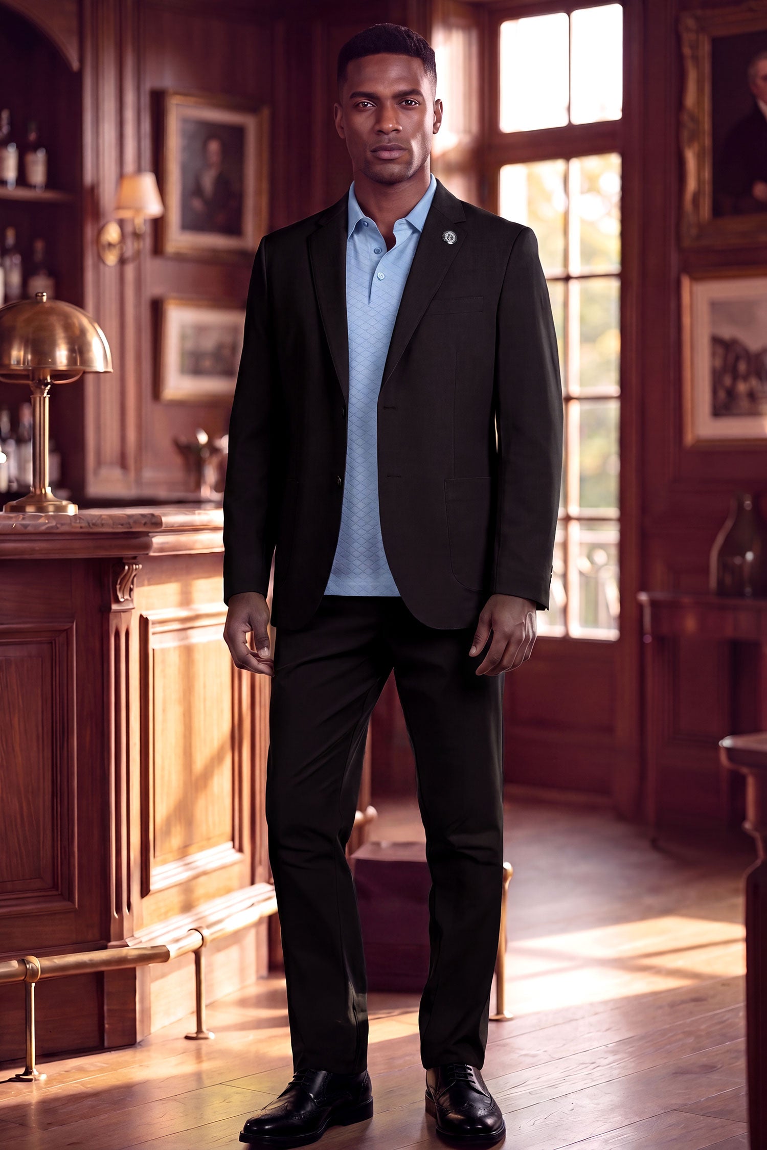 Barabas Men's Essential 2-Pieces 2-Button Notch Lapel Suit Set 6SU08 Black