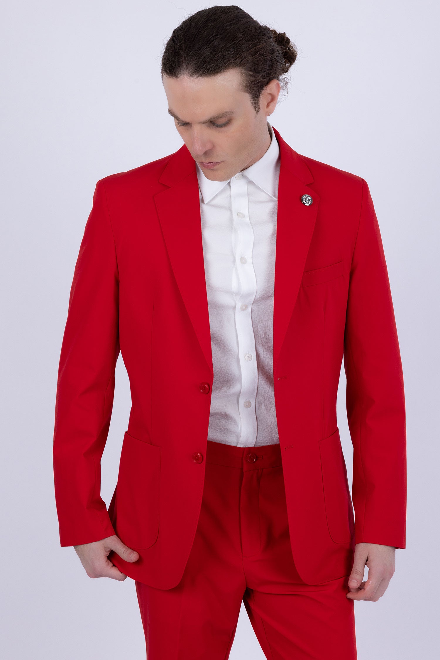 Barabas Men's Essential 2-Pieces 2-Button Notch Lapel Suit Set 6SU08 Red