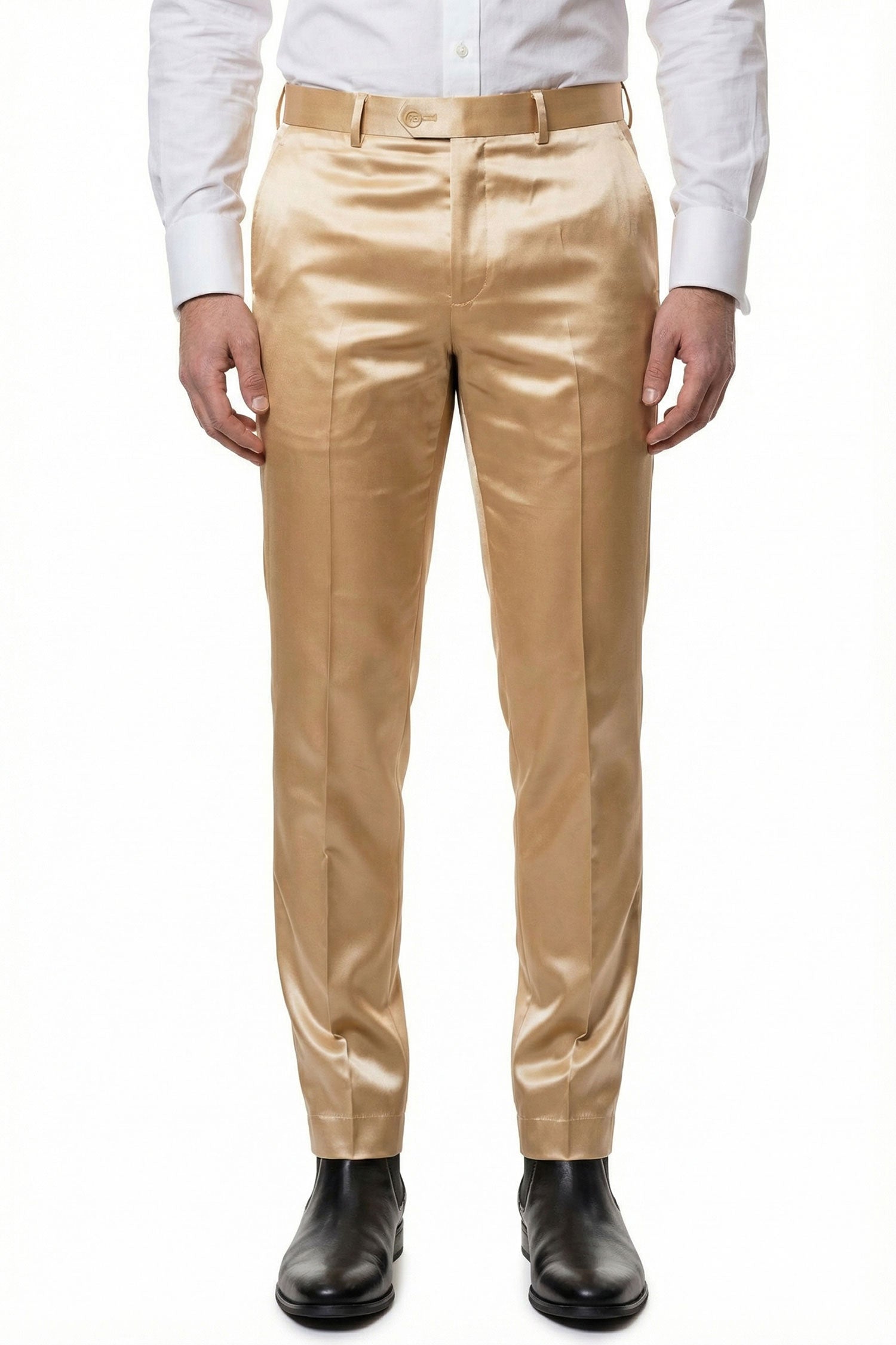 Barabas Men's Solid Color Shiny Dress Pants 6VP1010 Gold