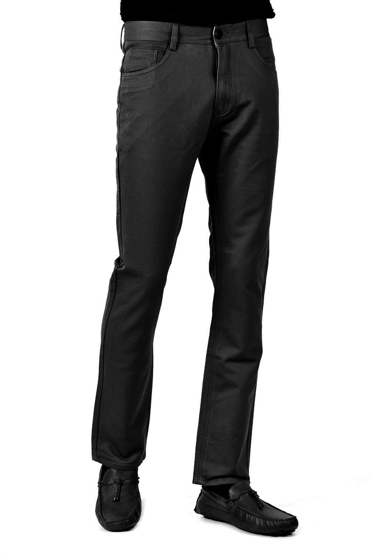Barabas Men's Solid Color Zip and Wine Straight Fit Pants B2060 Black