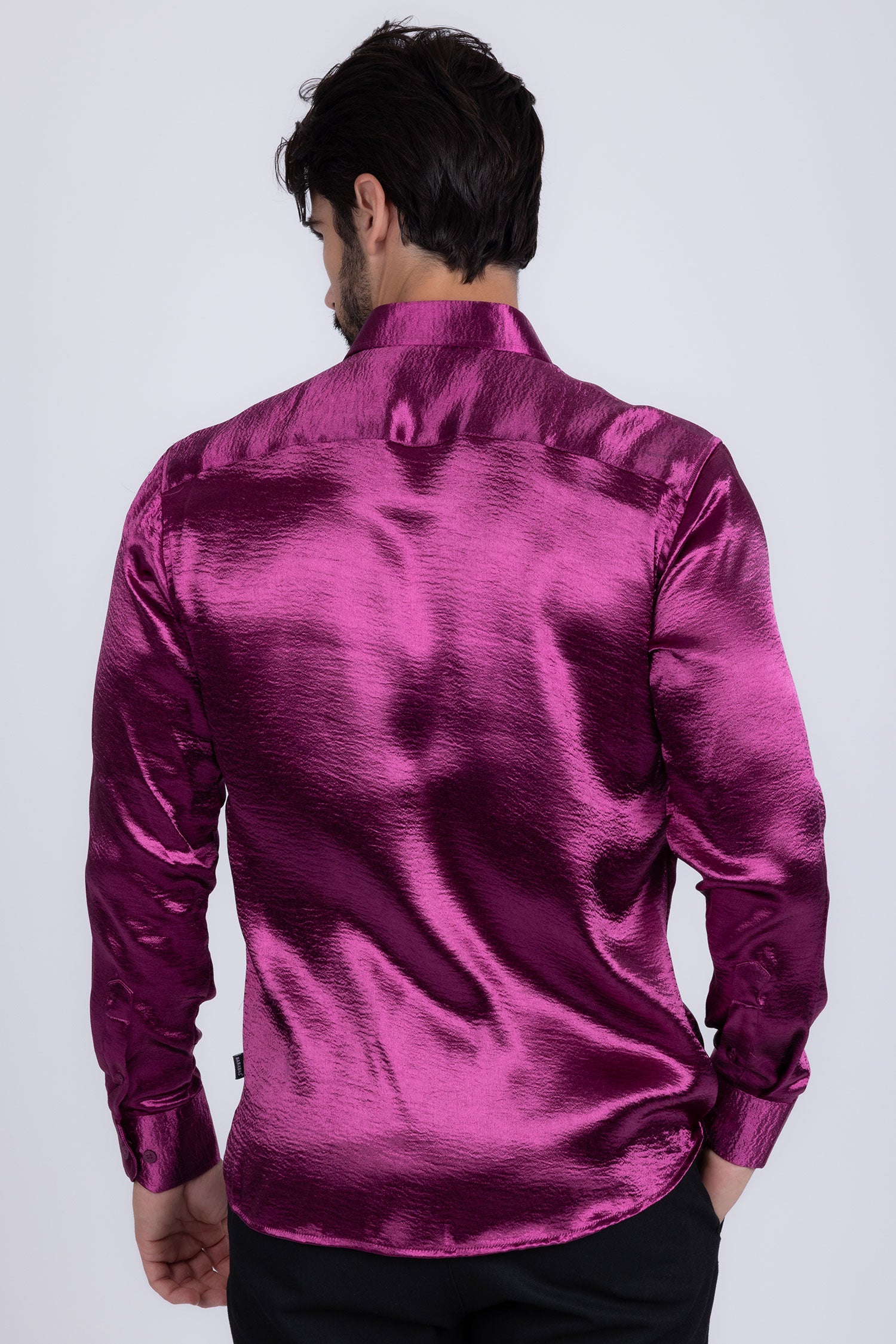 BARABAS Men shinny solid color button down dress Shirts B302 Purple