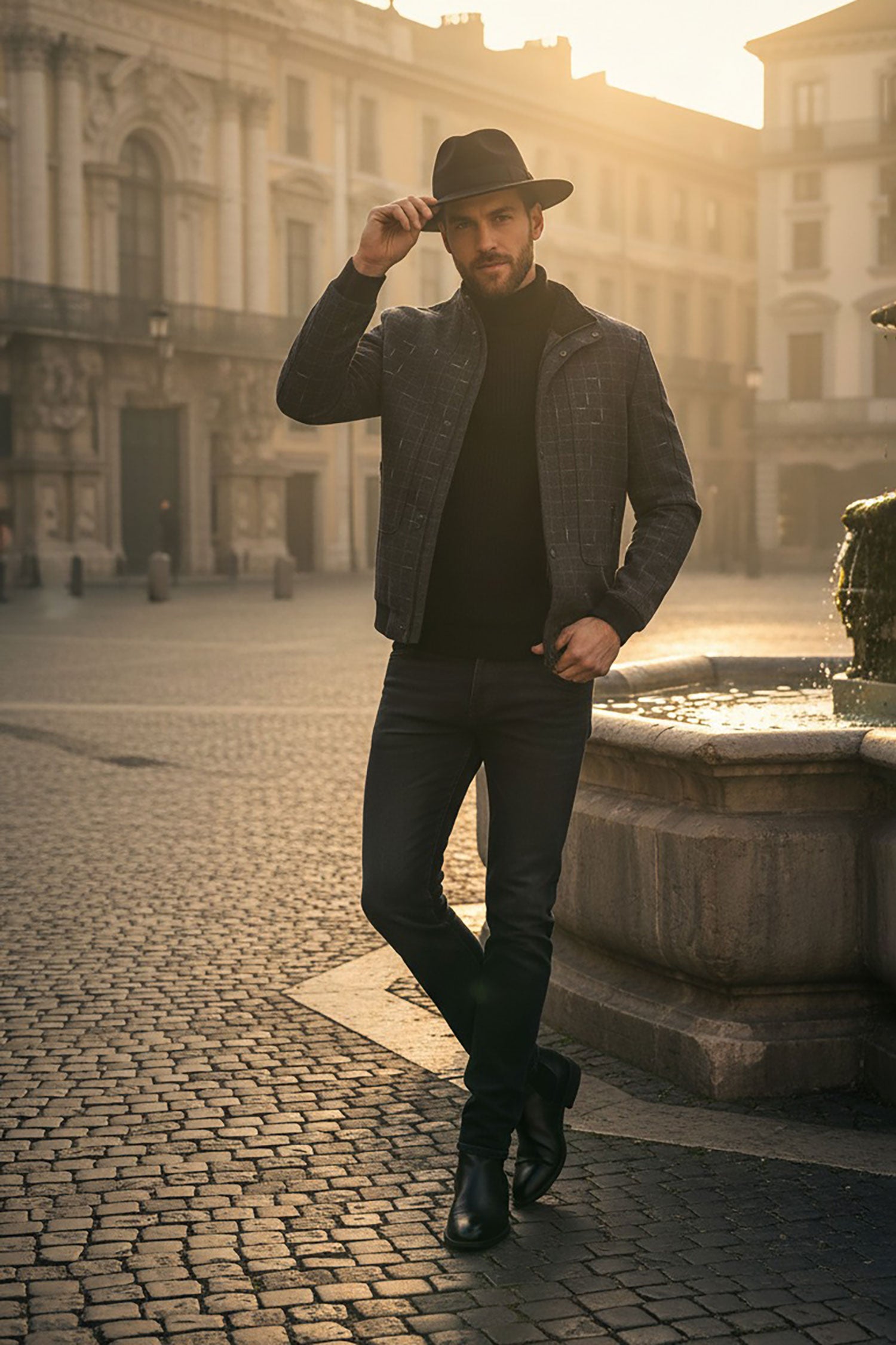 Barabas Men's black grey checkered wool Sherpa-Lined liner jacket BH56