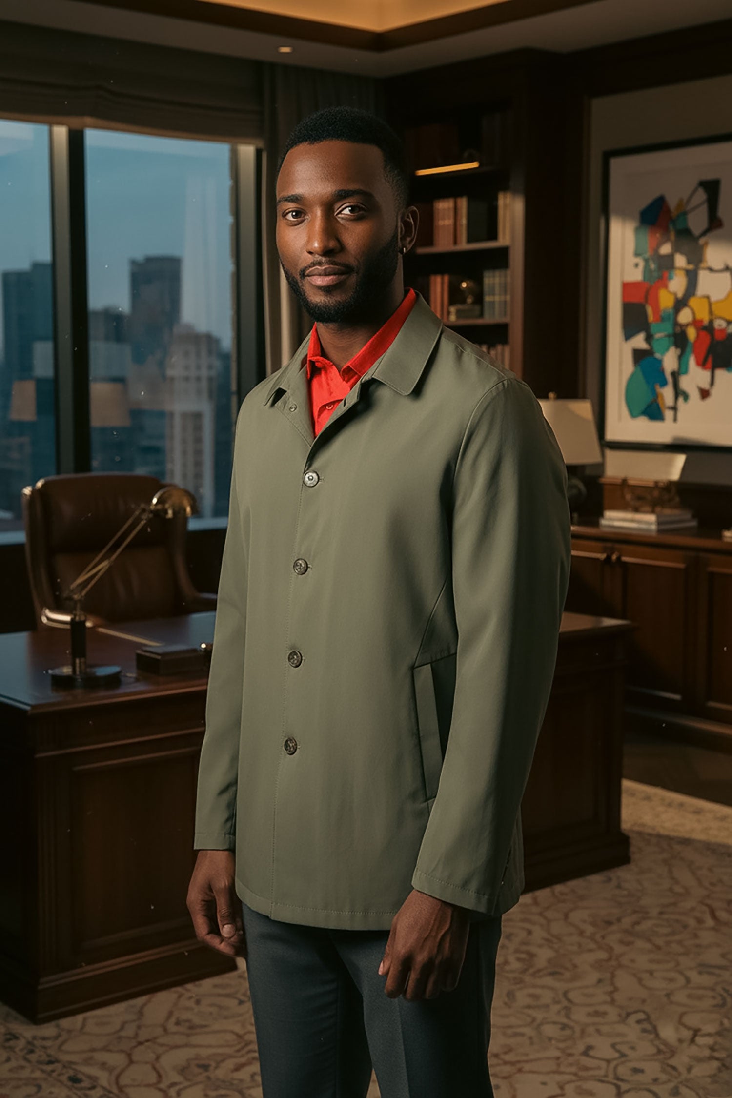 BARABAS Men's Solid Color Light Weight Trench Jacket BH72 