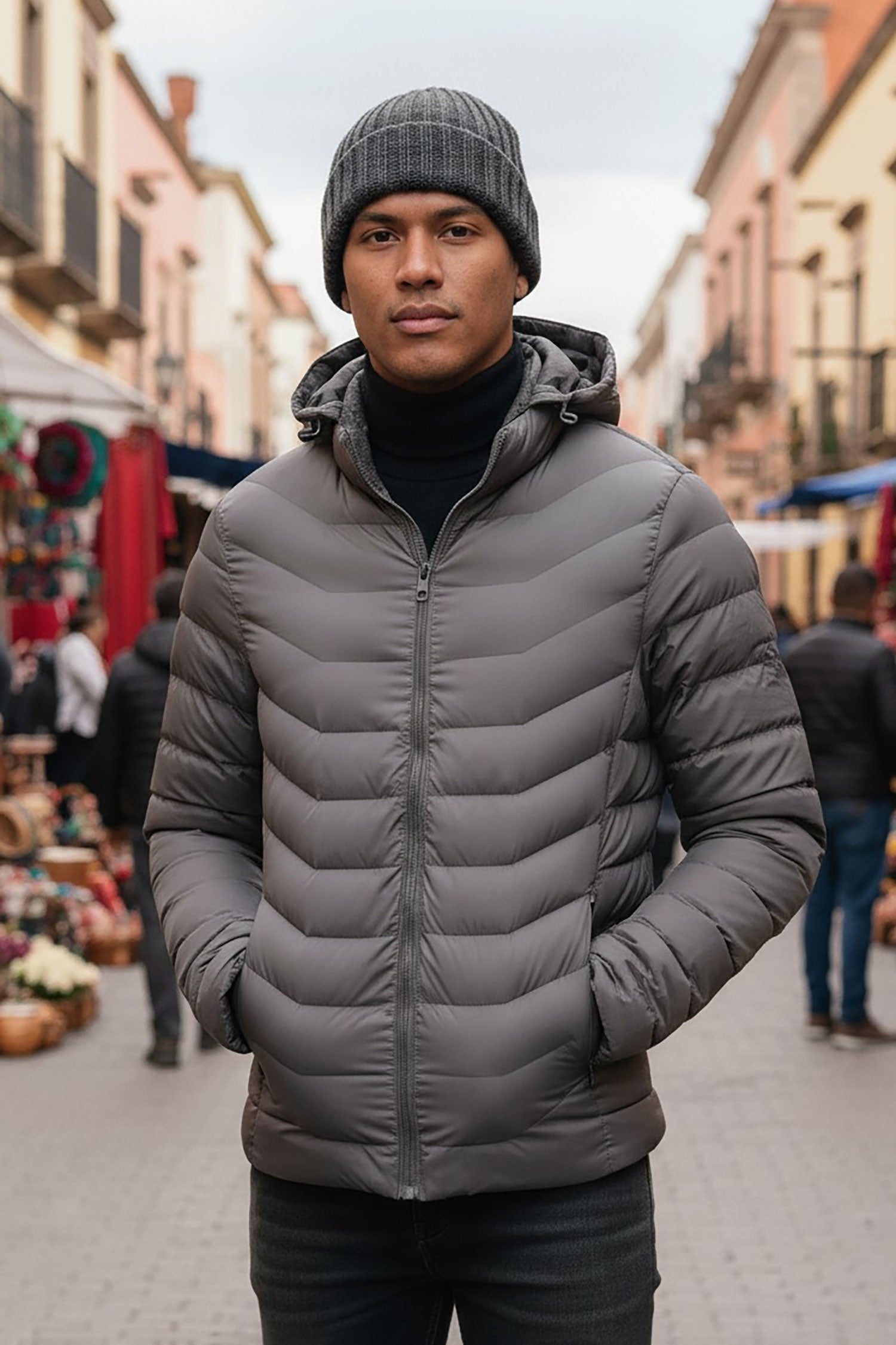 BARABAS Men's Zipper Closure Windproof Waterproof Jacket BH73 GREY