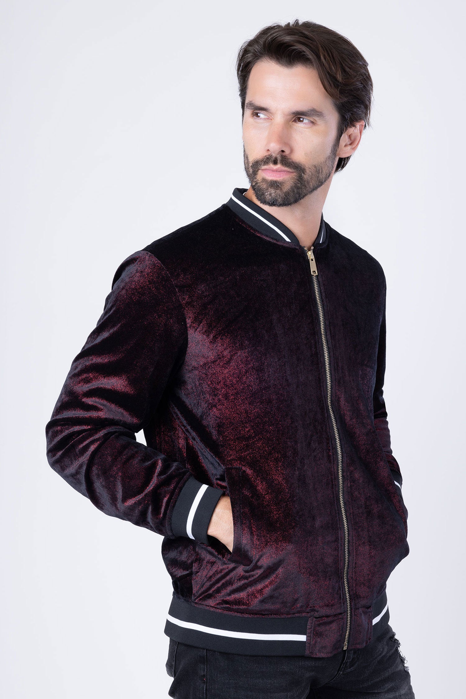 Barabas Men's Shiny Glittery Sparkly Bomber Jacket BJ1358 Red