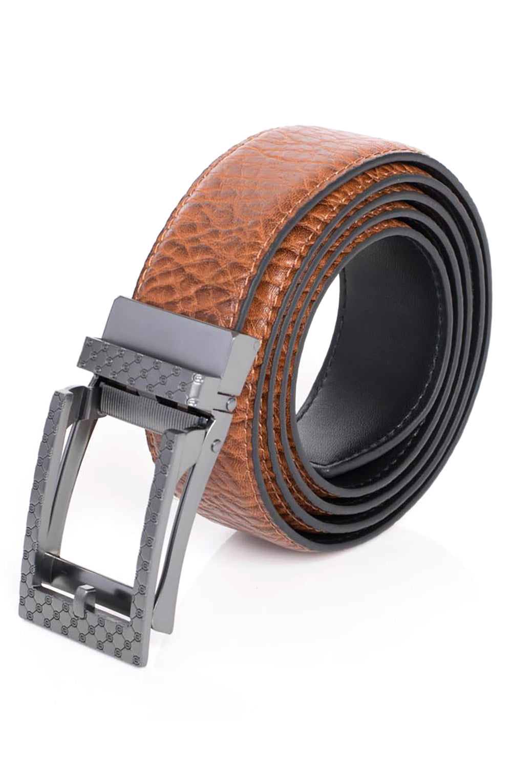 Barabas Men's Classic Buckle Solid Crocodile Snake Leather Belt BK28