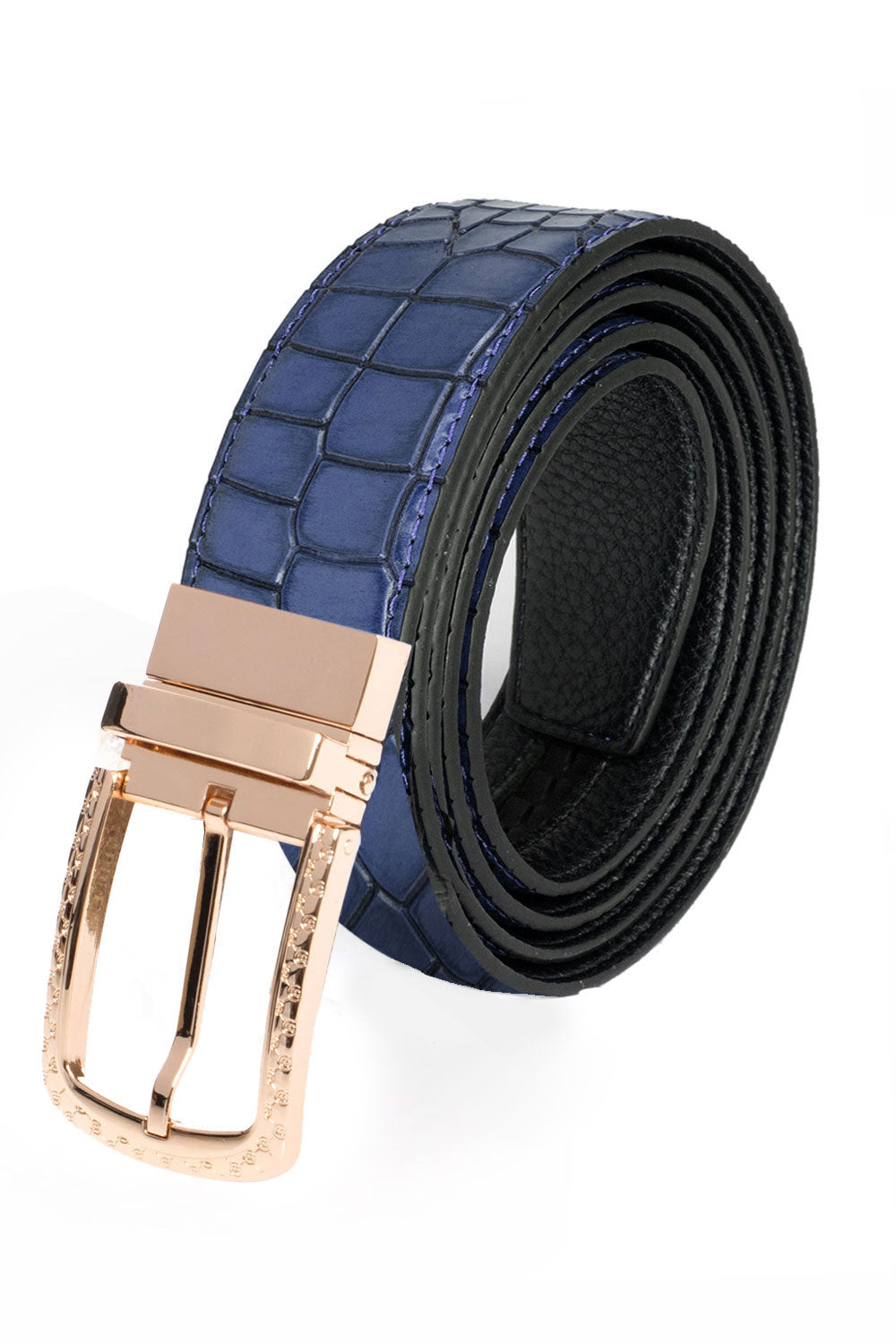 Barabas Men's Black Buckle Crocodile Snake Solid Leather Belt BK809